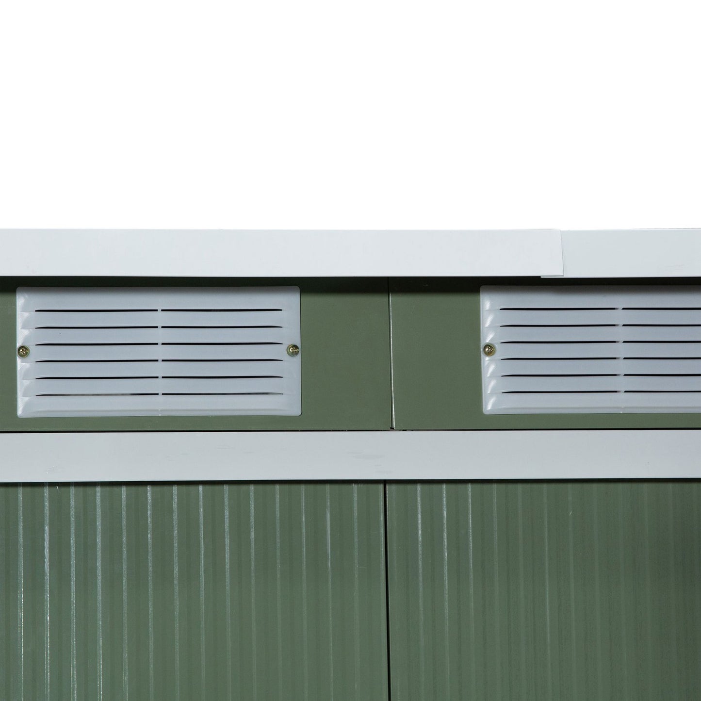 Outdoor steel garden shed, sliding door, ventilation window