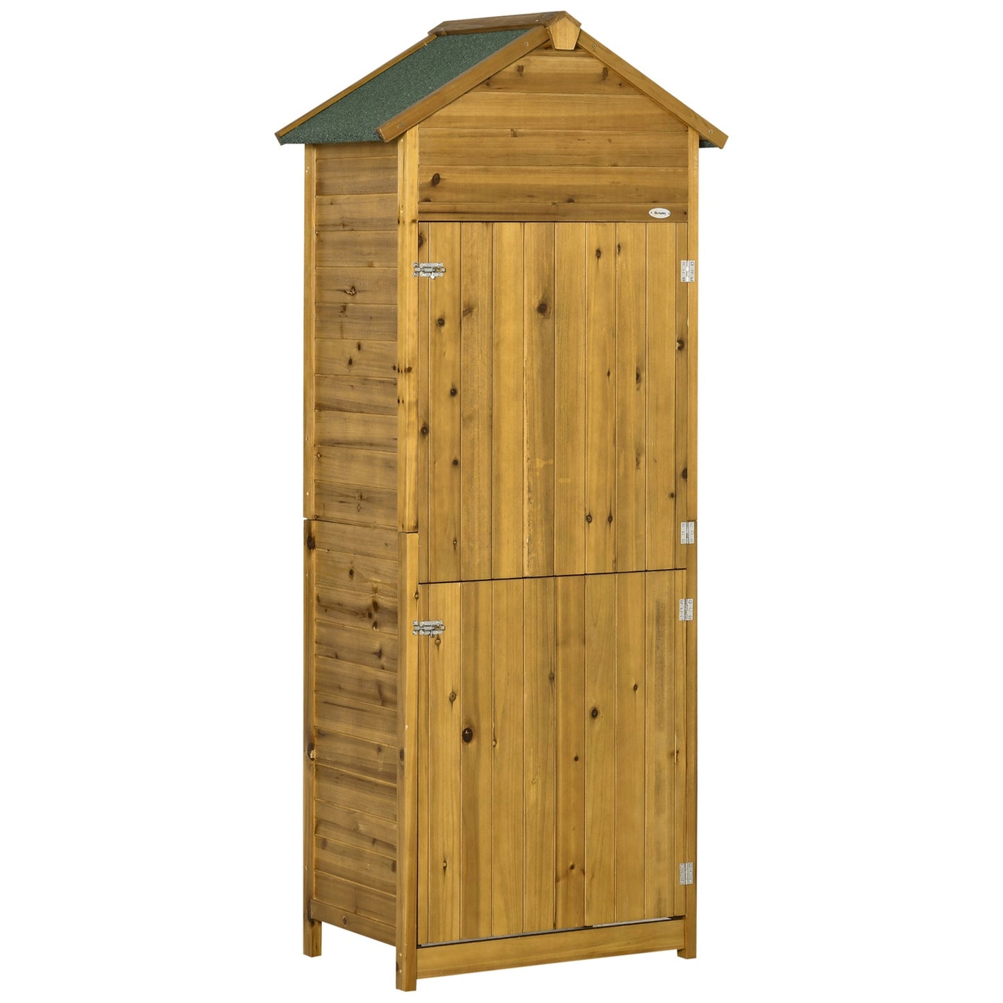 Weatherproof wooden garden shed with shelves, 2 doors