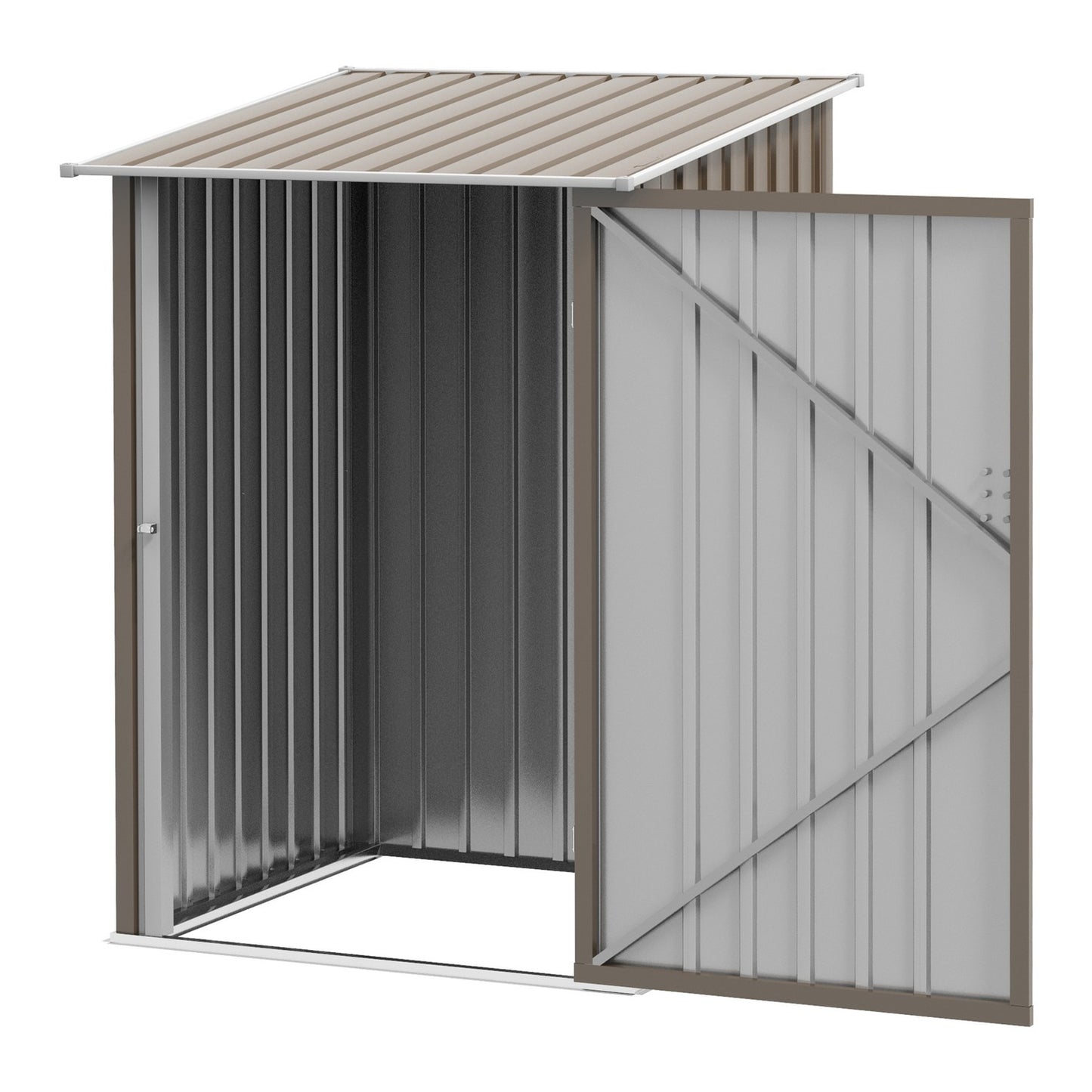 Steel garden shed with roof - Lockable, brown, 0.92 m²