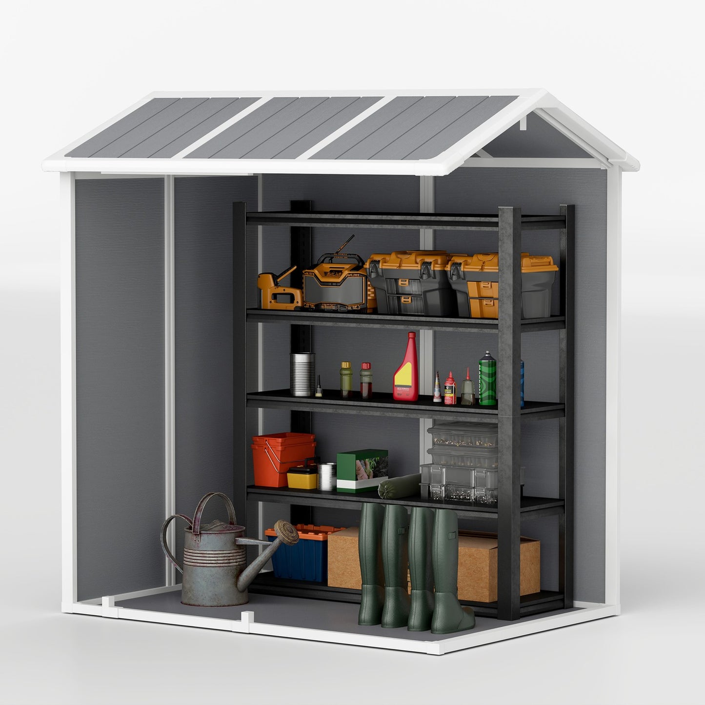 Plastic garden shed, 2.1 m² - Lockable, weatherproof, gray