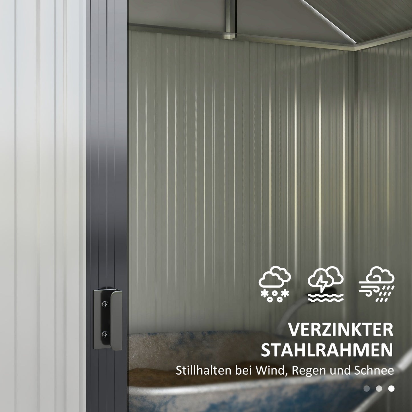 Tool shed in steel with UV protection, sliding doors - dark grey