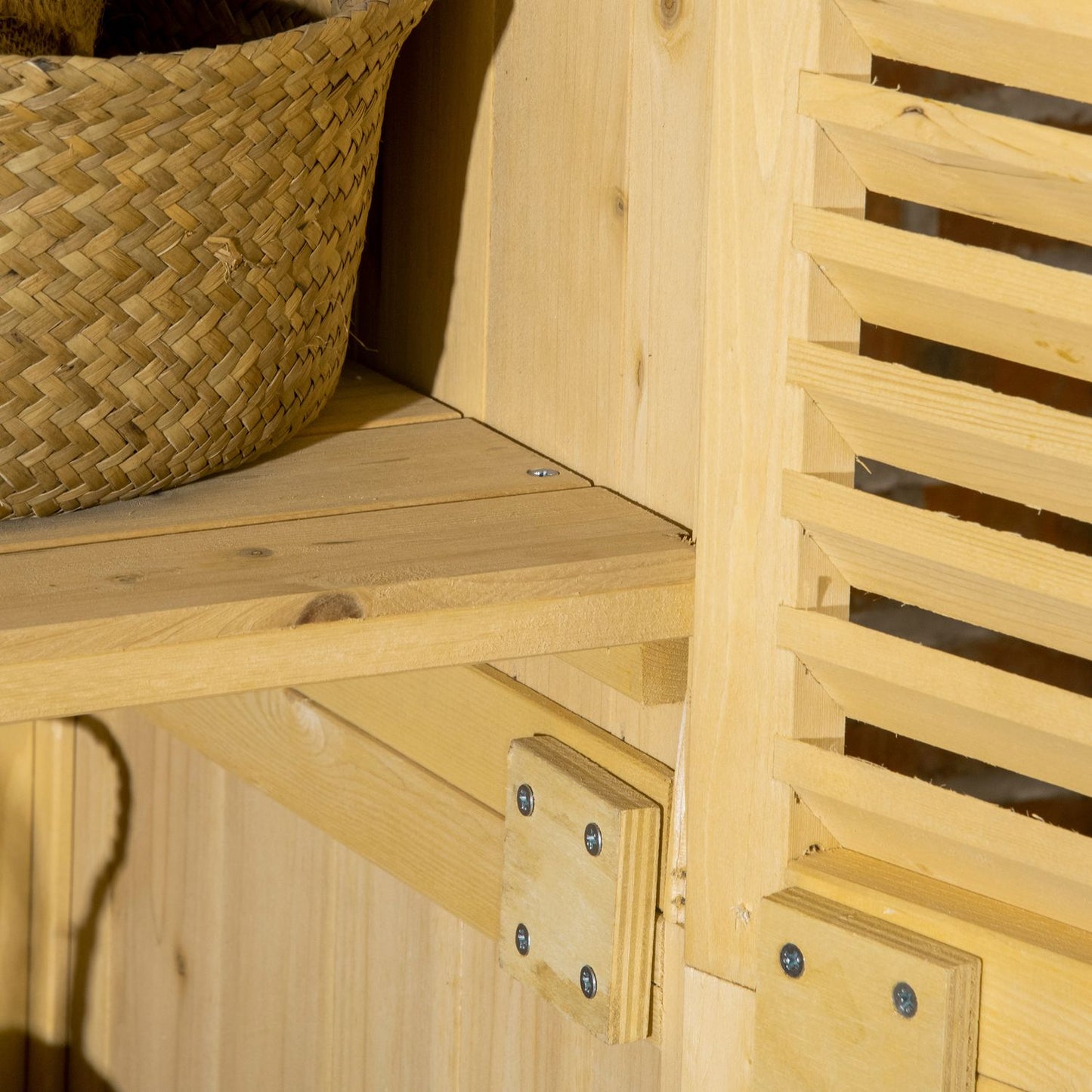 Wooden tool shed with asphalt roof, 4 compartments