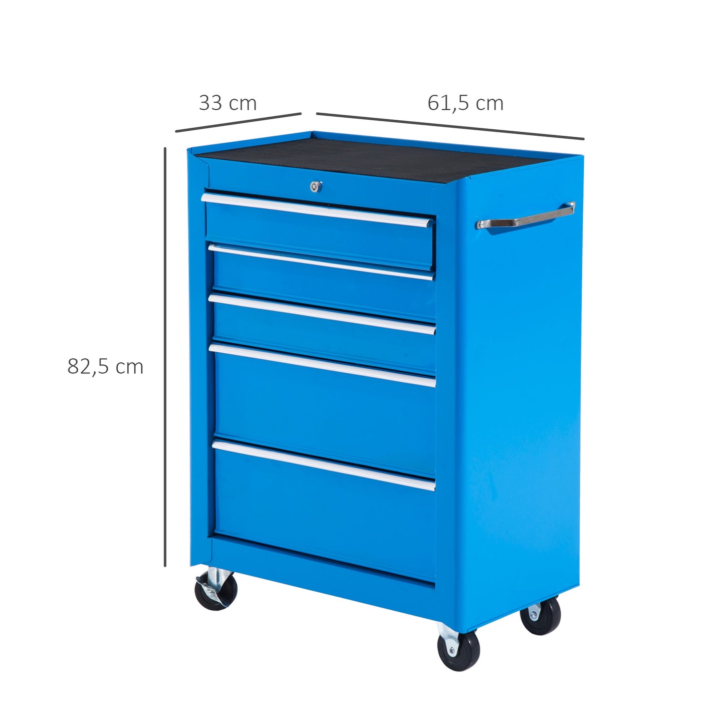 Tool Trolley with 5 Drawers, Steel, Blue, Lockable