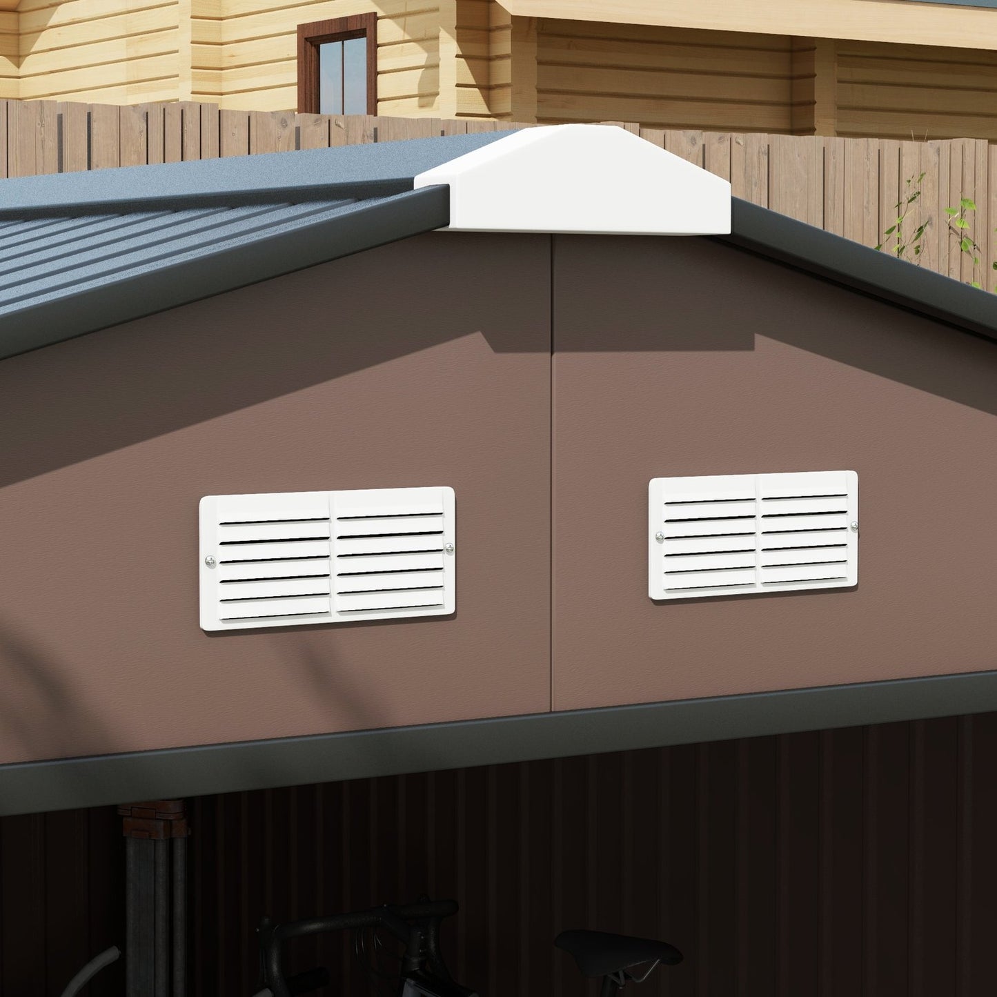 Garden tool shed, 12.4 m², steel, weatherproof, brown