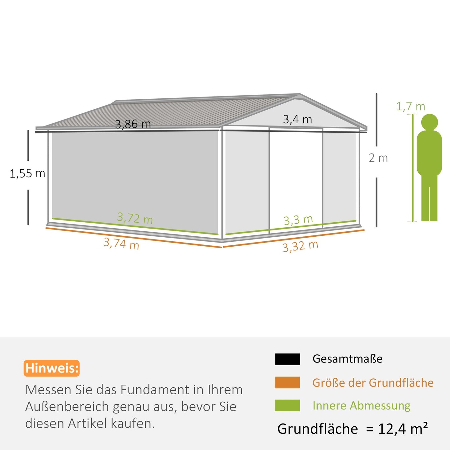 Garden tool shed, 12.4 m², steel, weatherproof, brown