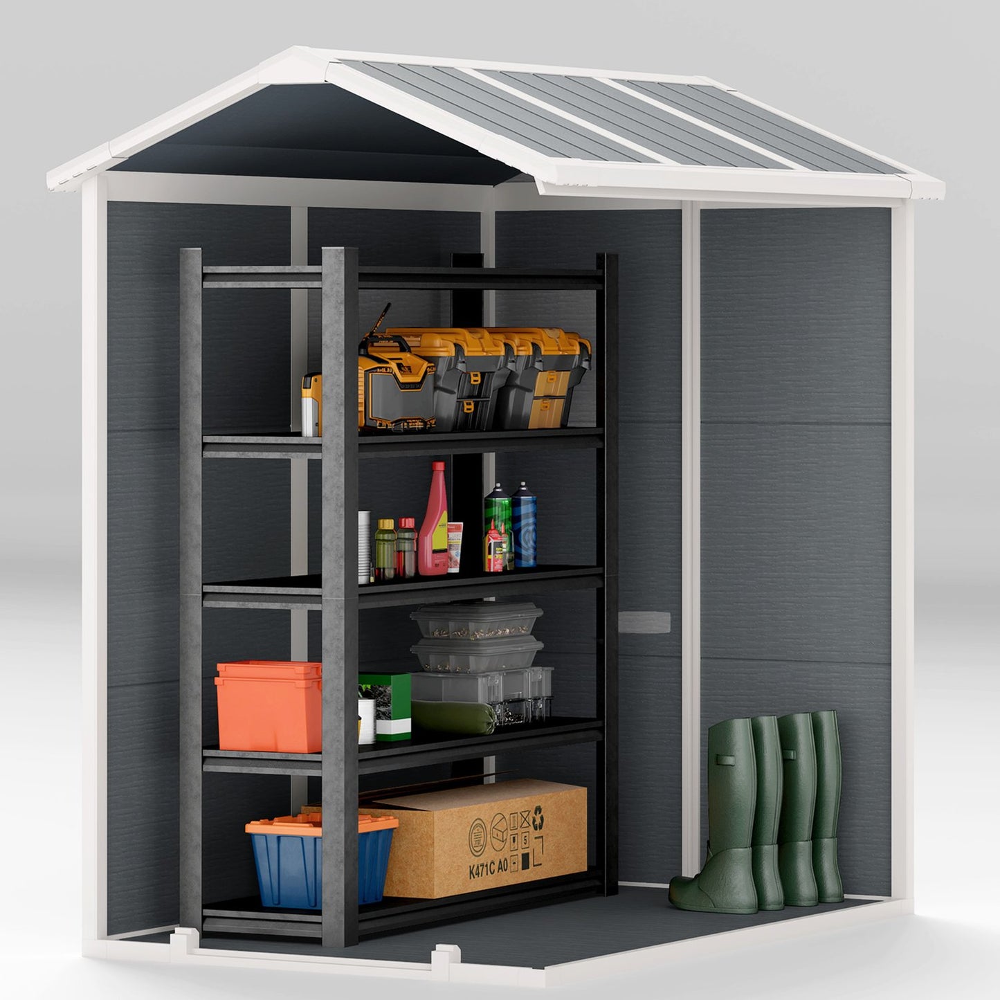Waterproof aluminum garden shed with lockable door and floor
