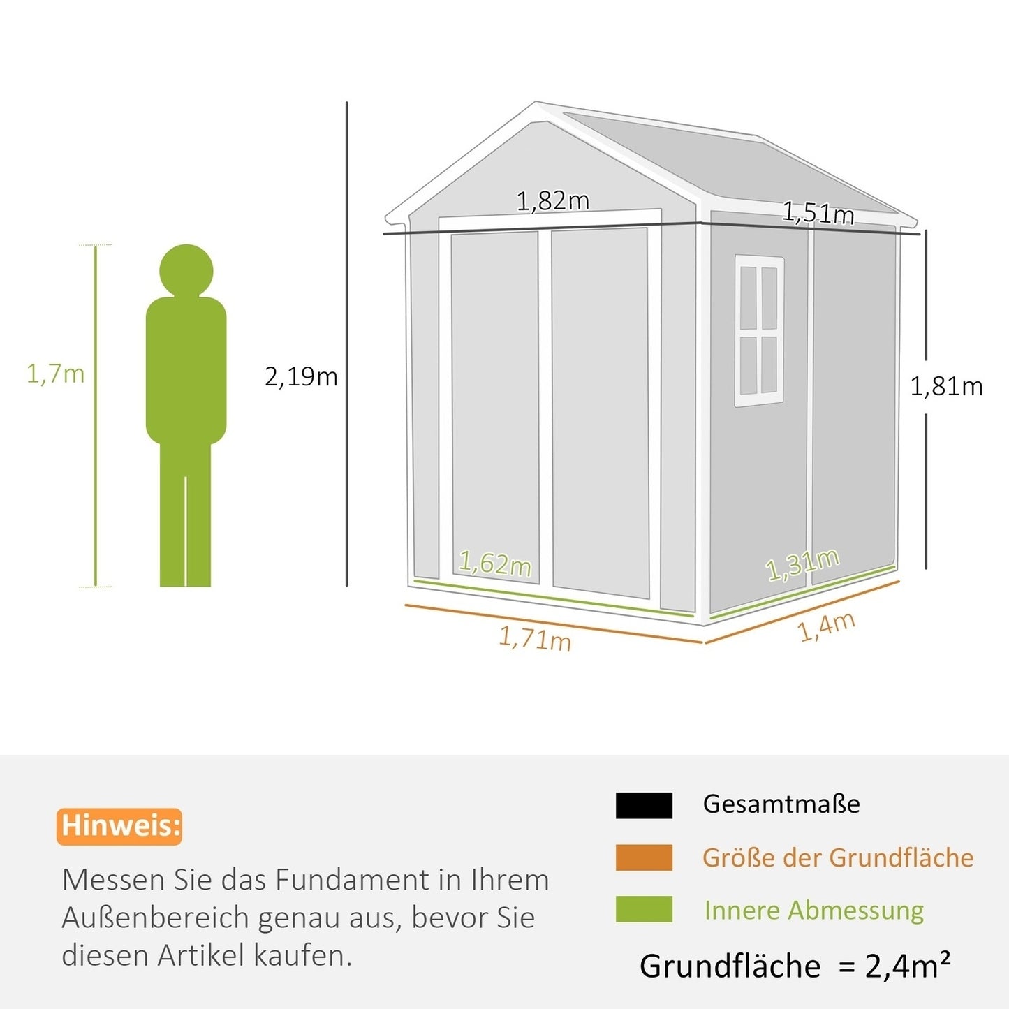Waterproof tool shed in aluminum with floor and lockable door