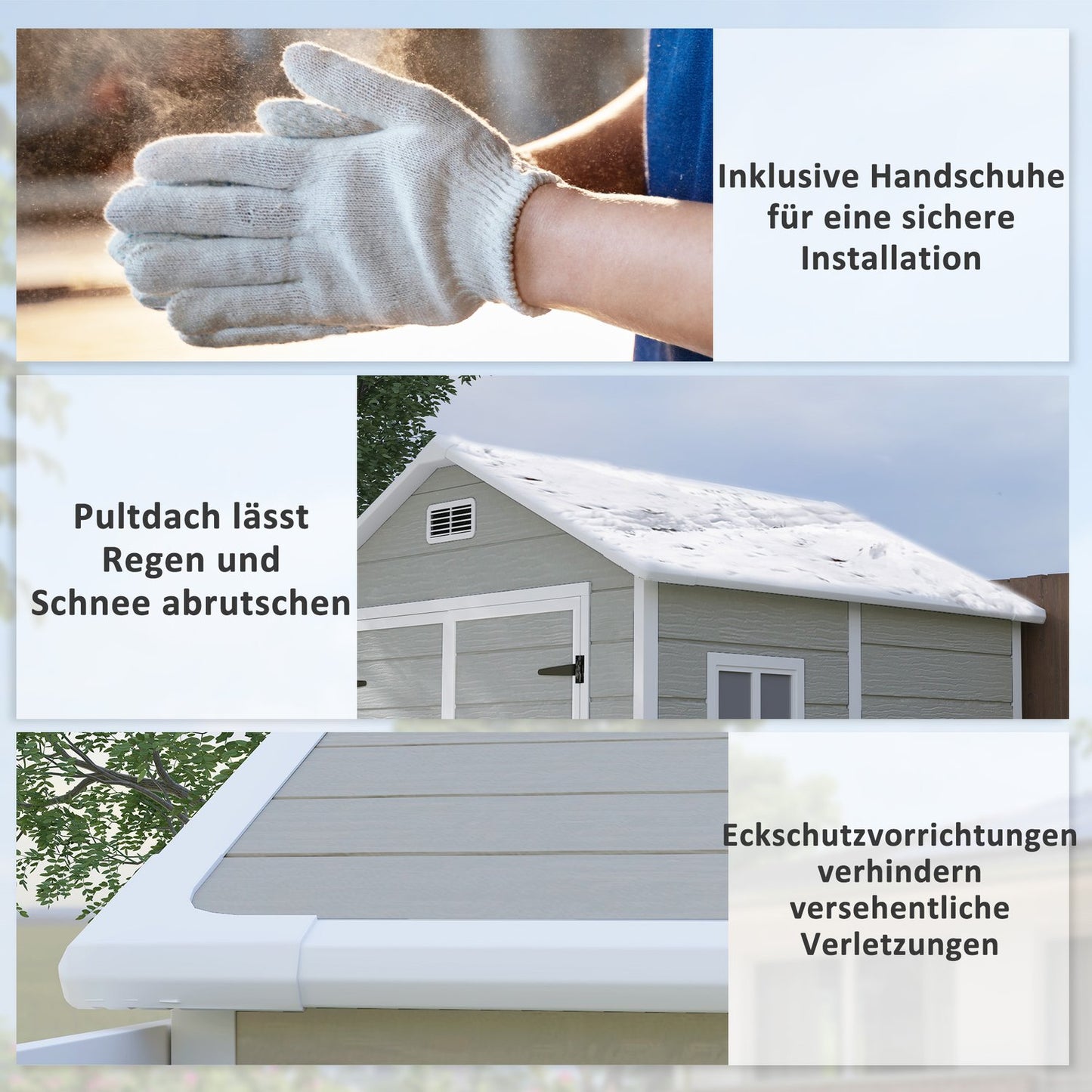 Waterproof tool shed in aluminum with floor and lockable door