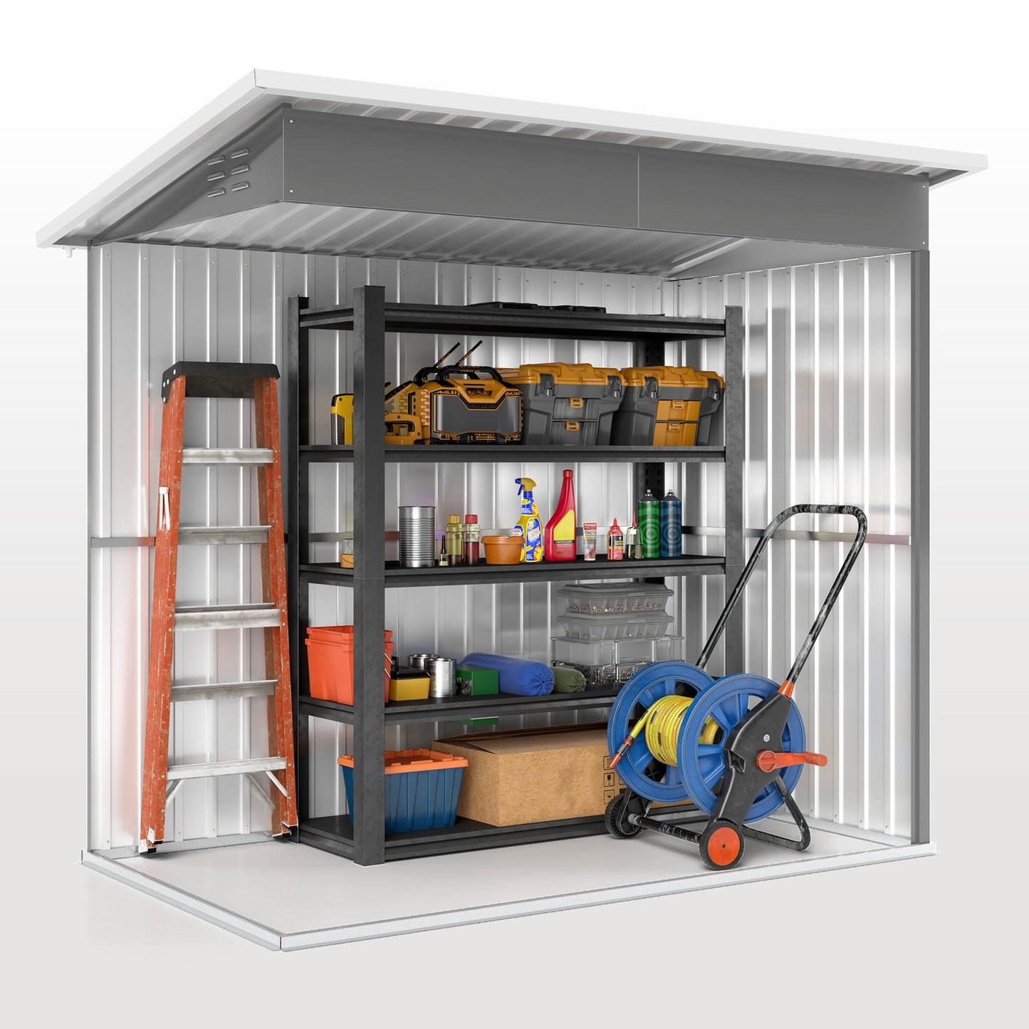 Steel garden tool shed with roof, lockable door, 2.55 m²