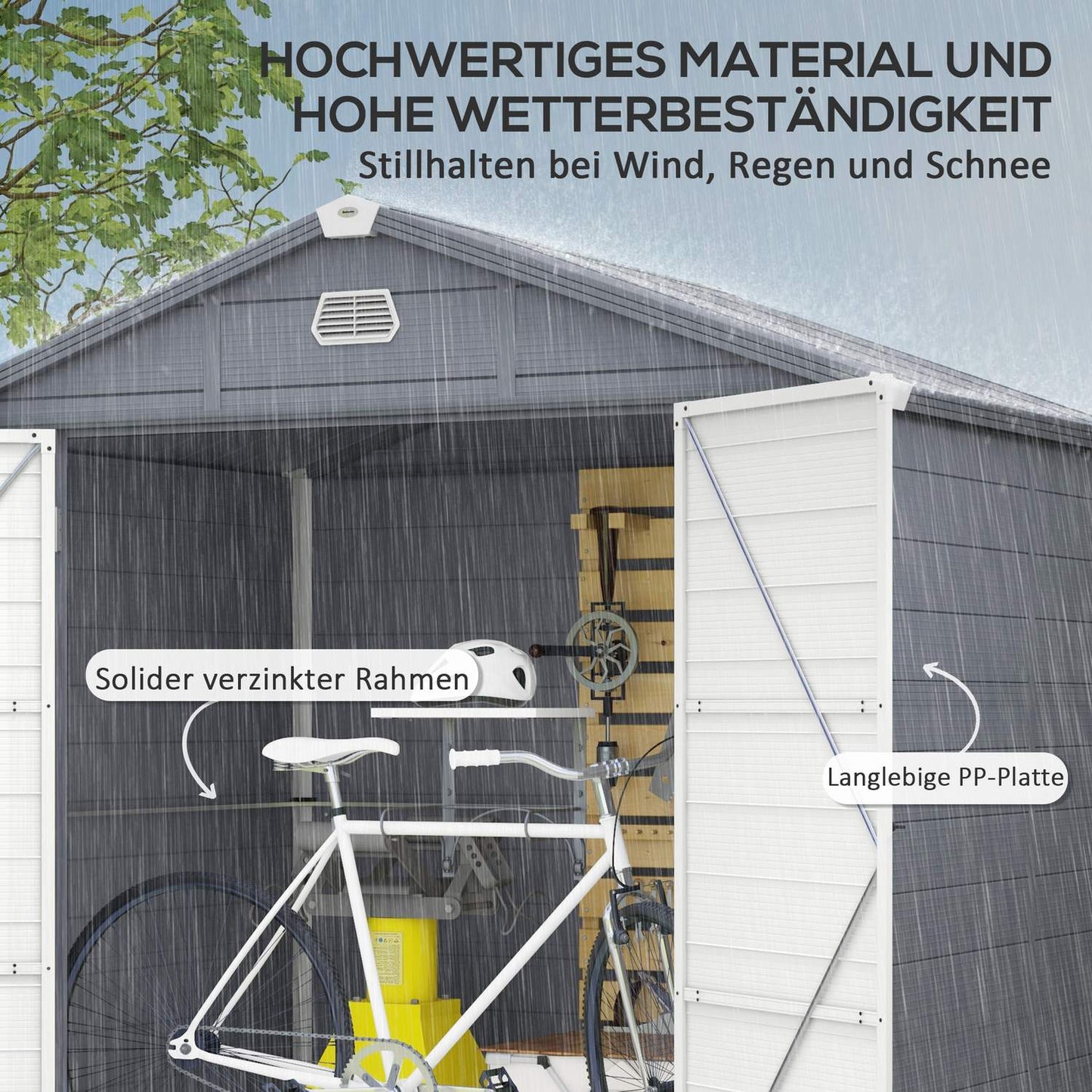 Garden tool shed, aluminium, lockable, 4.1 m³, grey