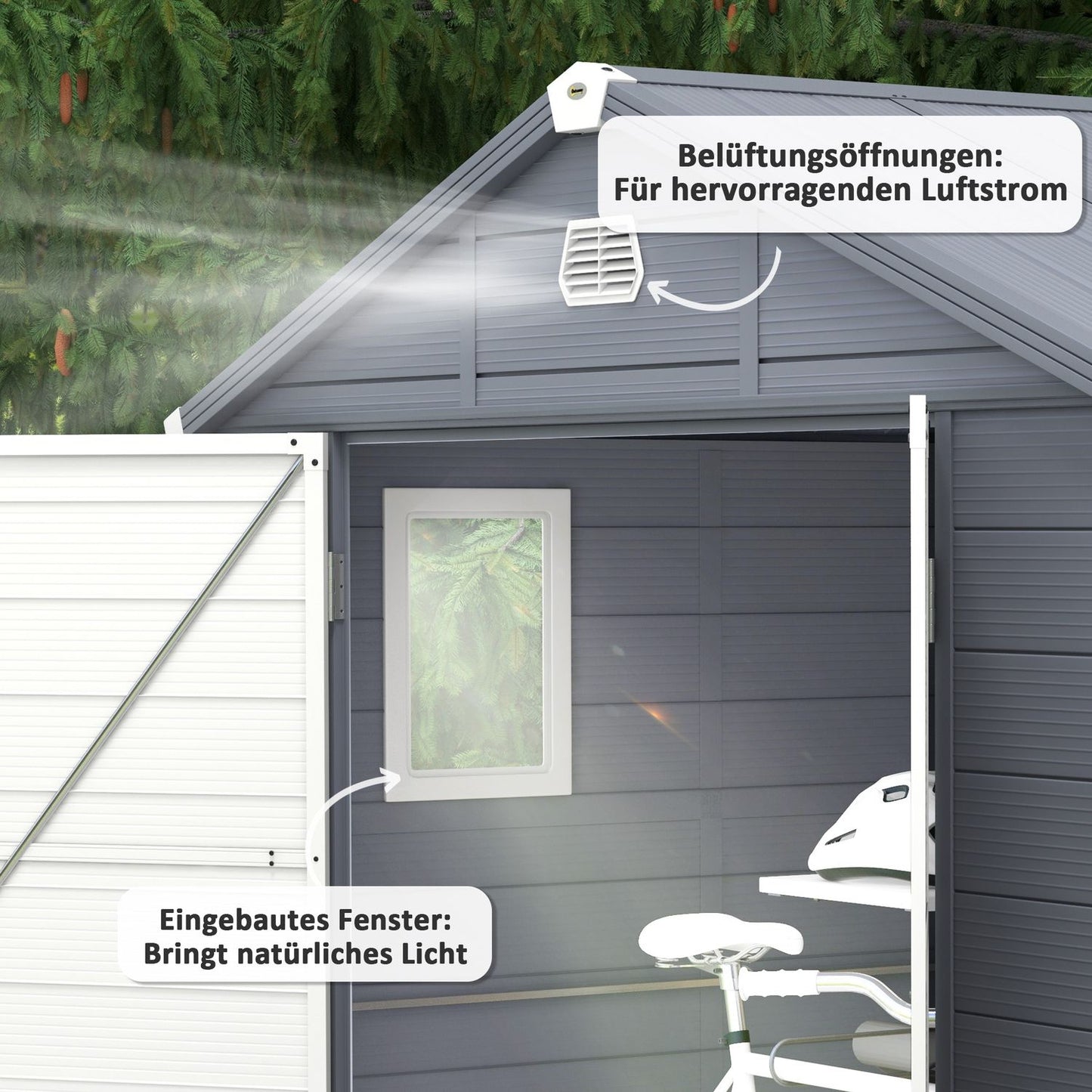 Garden tool shed, aluminium, lockable, 4.1 m³, grey