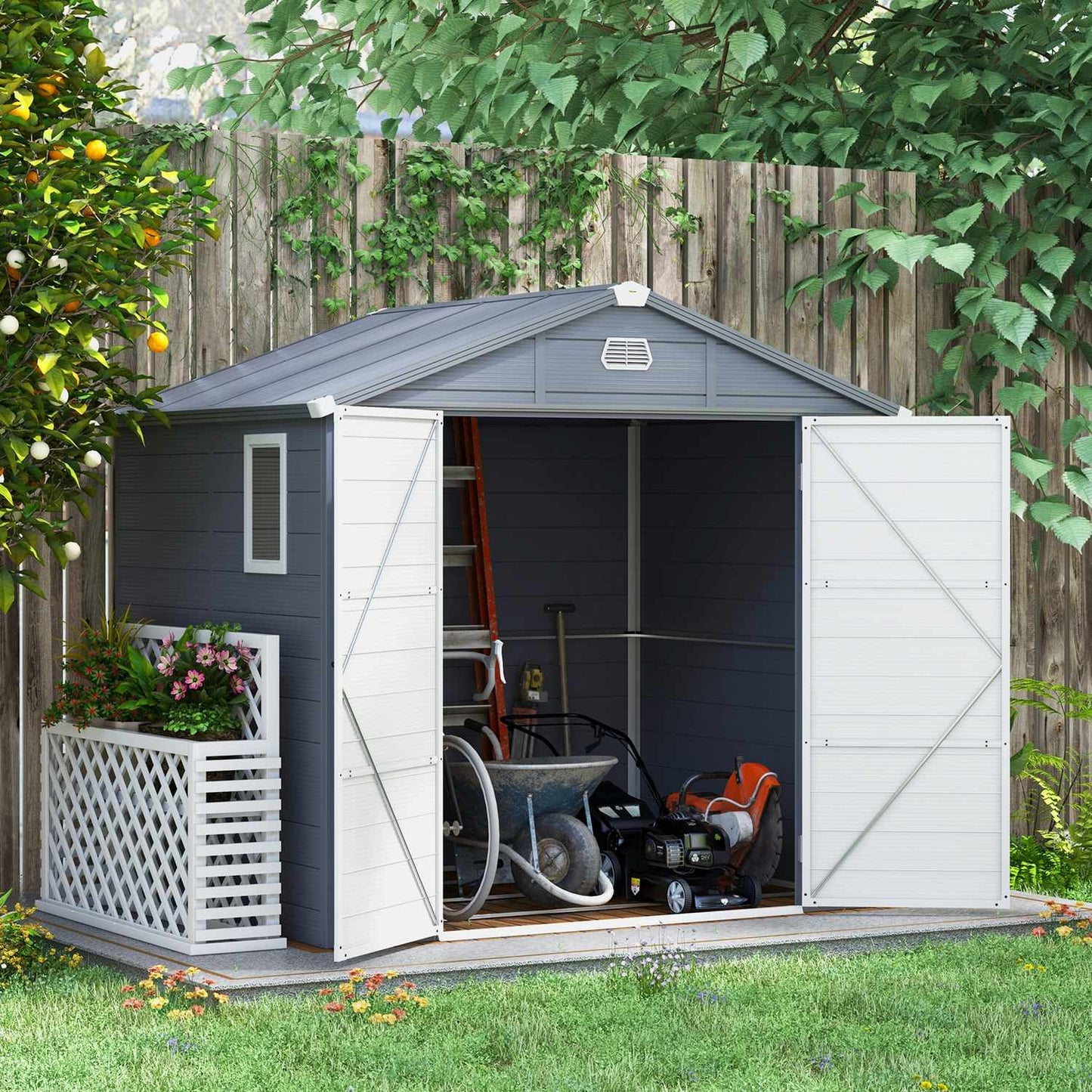 Garden tool shed, aluminium, lockable, 4.1 m³, grey