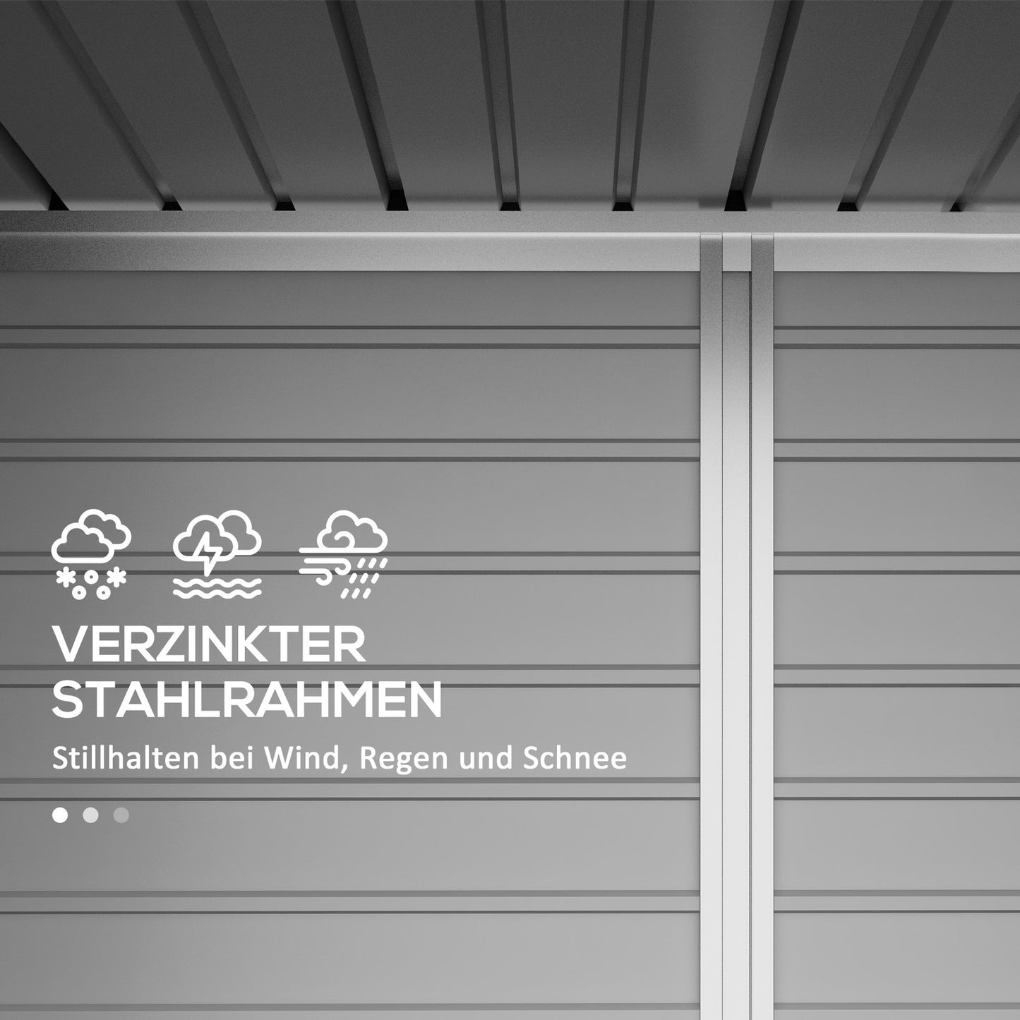 Garden shed with roof in green steel with lockable doors