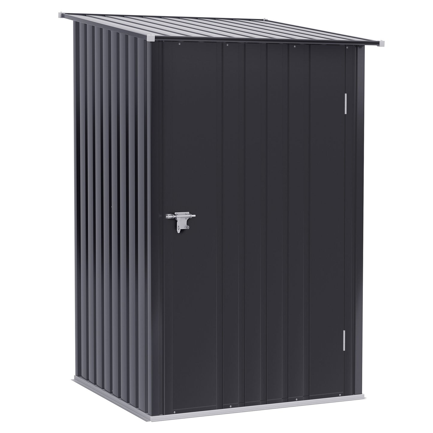 Dark gray metal garden tool shed, 1x1m galvanized steel