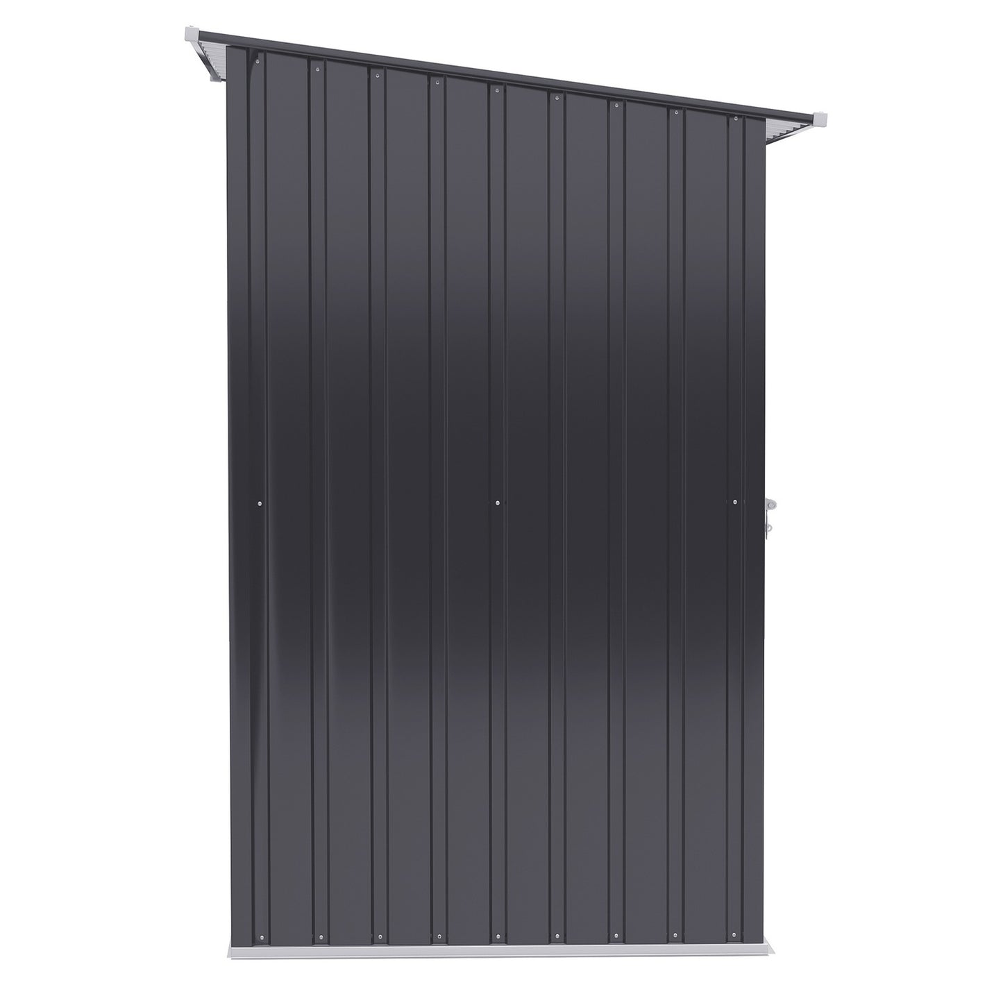 Dark gray metal garden tool shed, 1x1m galvanized steel