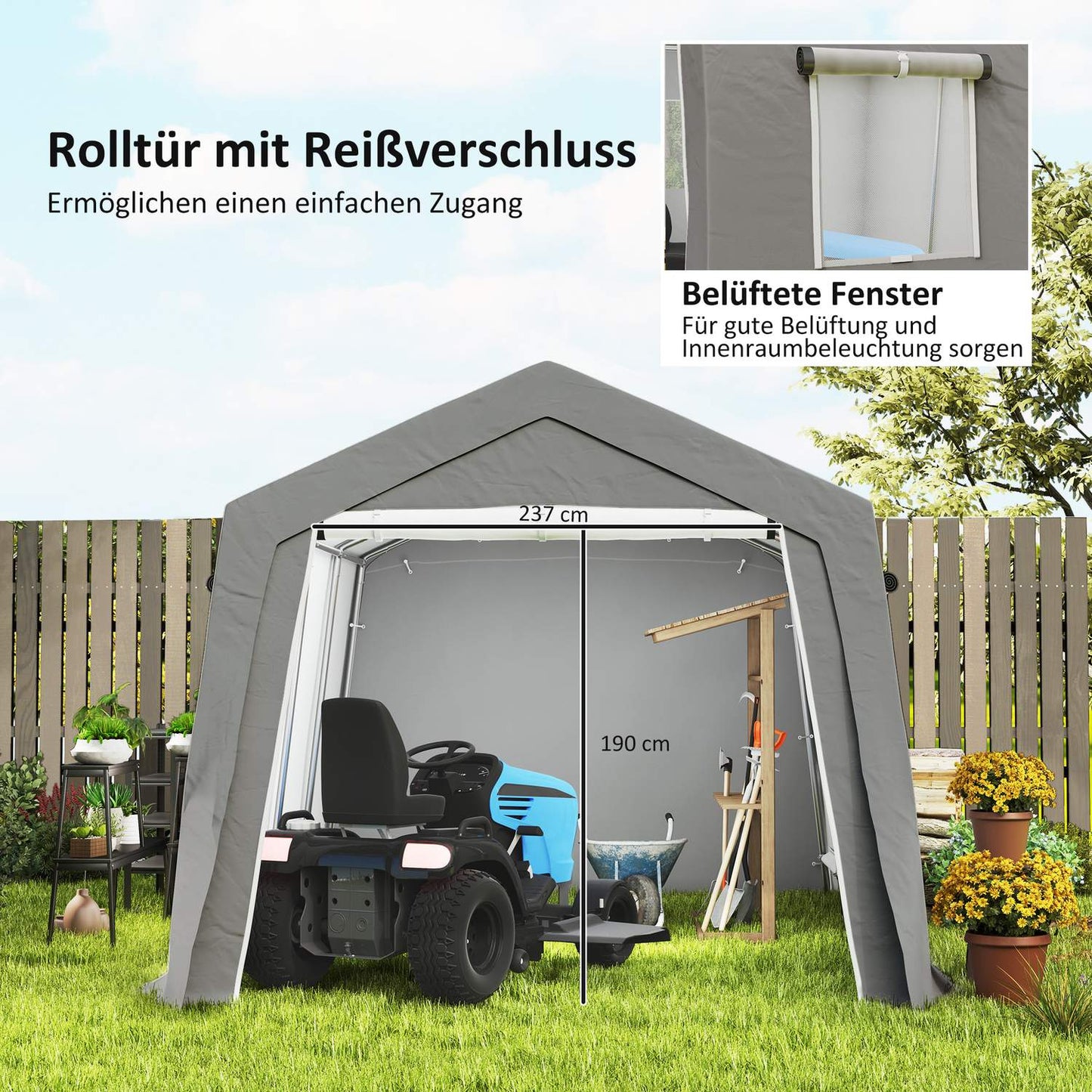 Tool shed with gable roof, waterproof and dustproof, 300x447x255cm