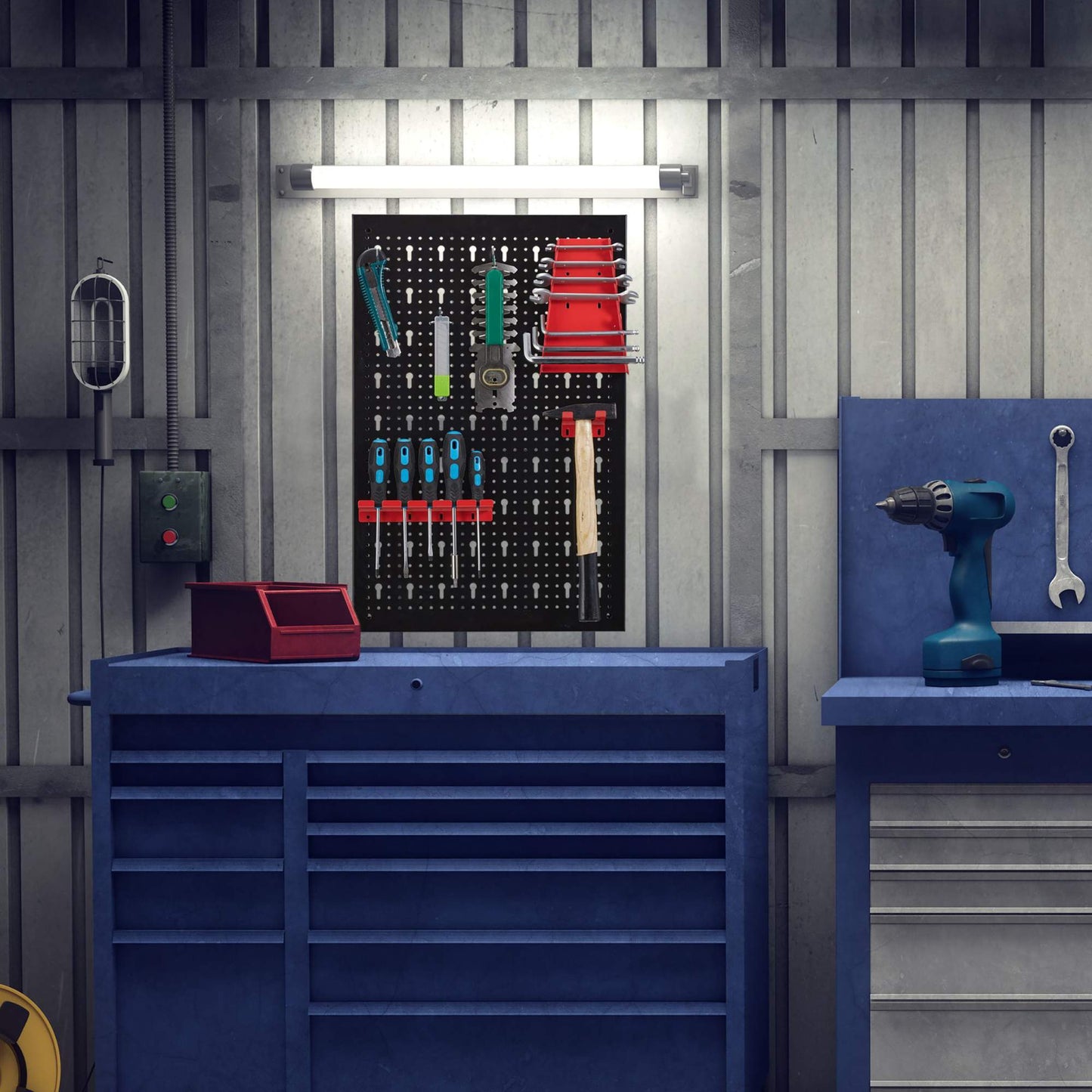Tool wall 3-part with accessories