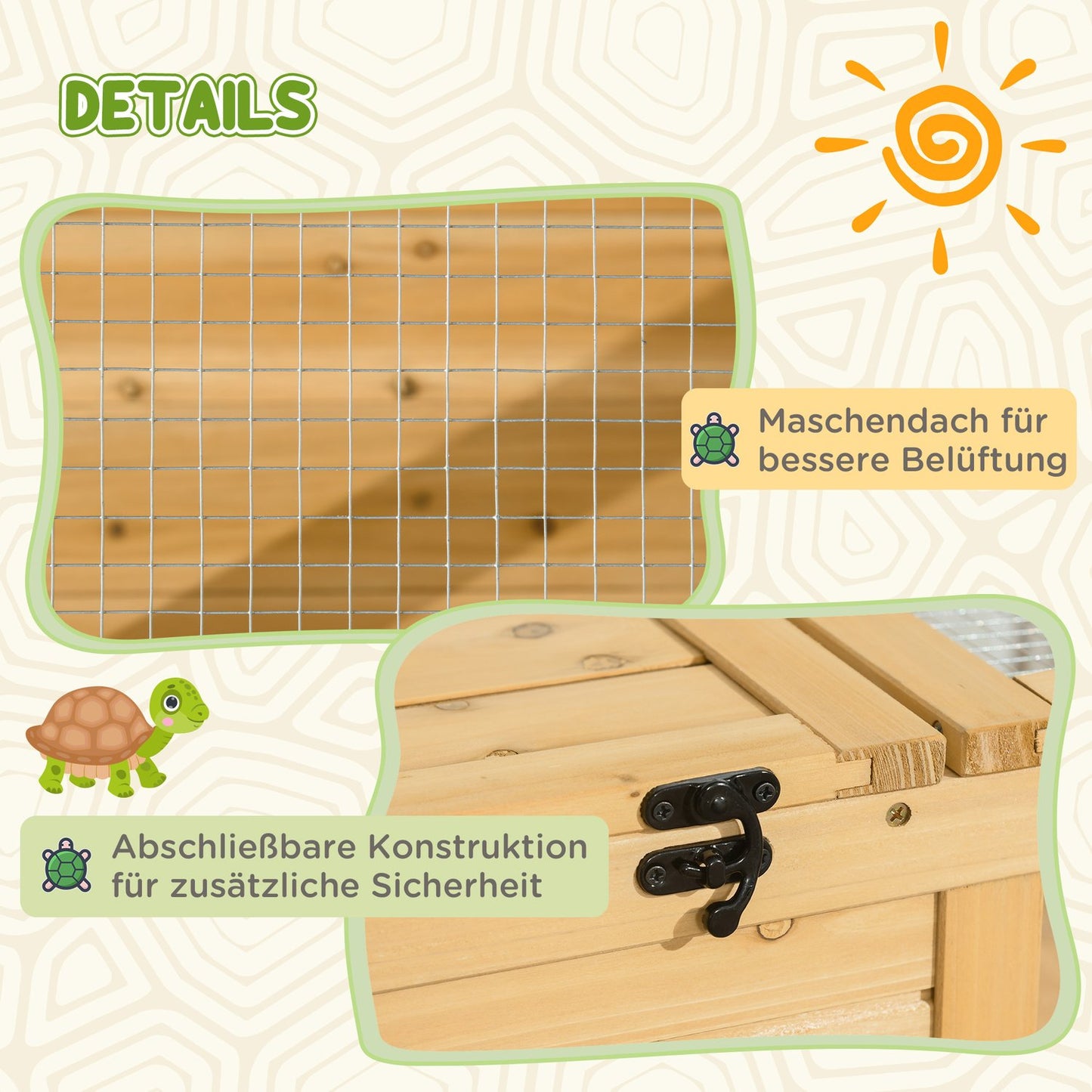 Tortoise Enclosure with Two Zones, Fir Wood, 91x60.5x32 cm