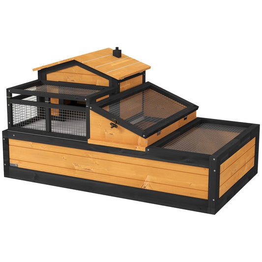 Tortoise House, 2 Levels, Indoor/Outdoor, Fir Wood, Yellow