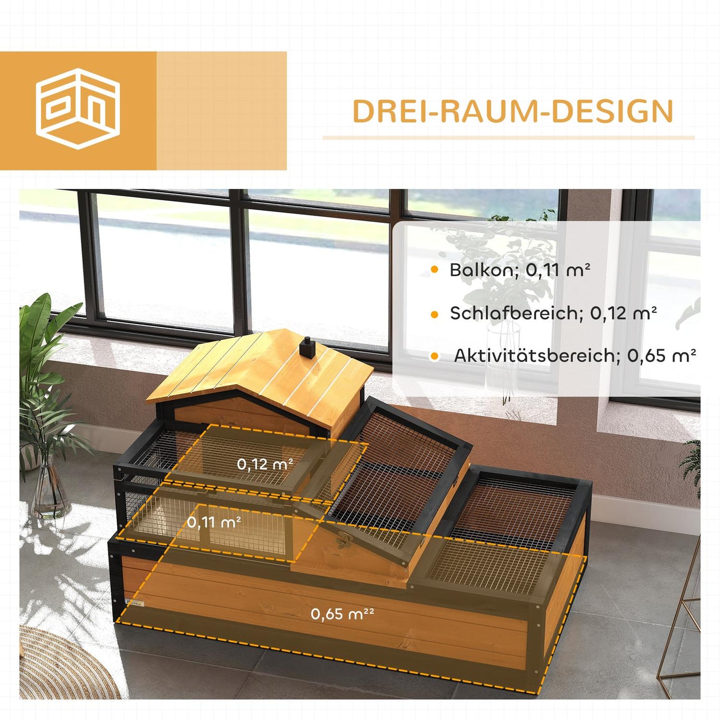 Tortoise House, 2 Levels, Indoor/Outdoor, Fir Wood, Yellow
