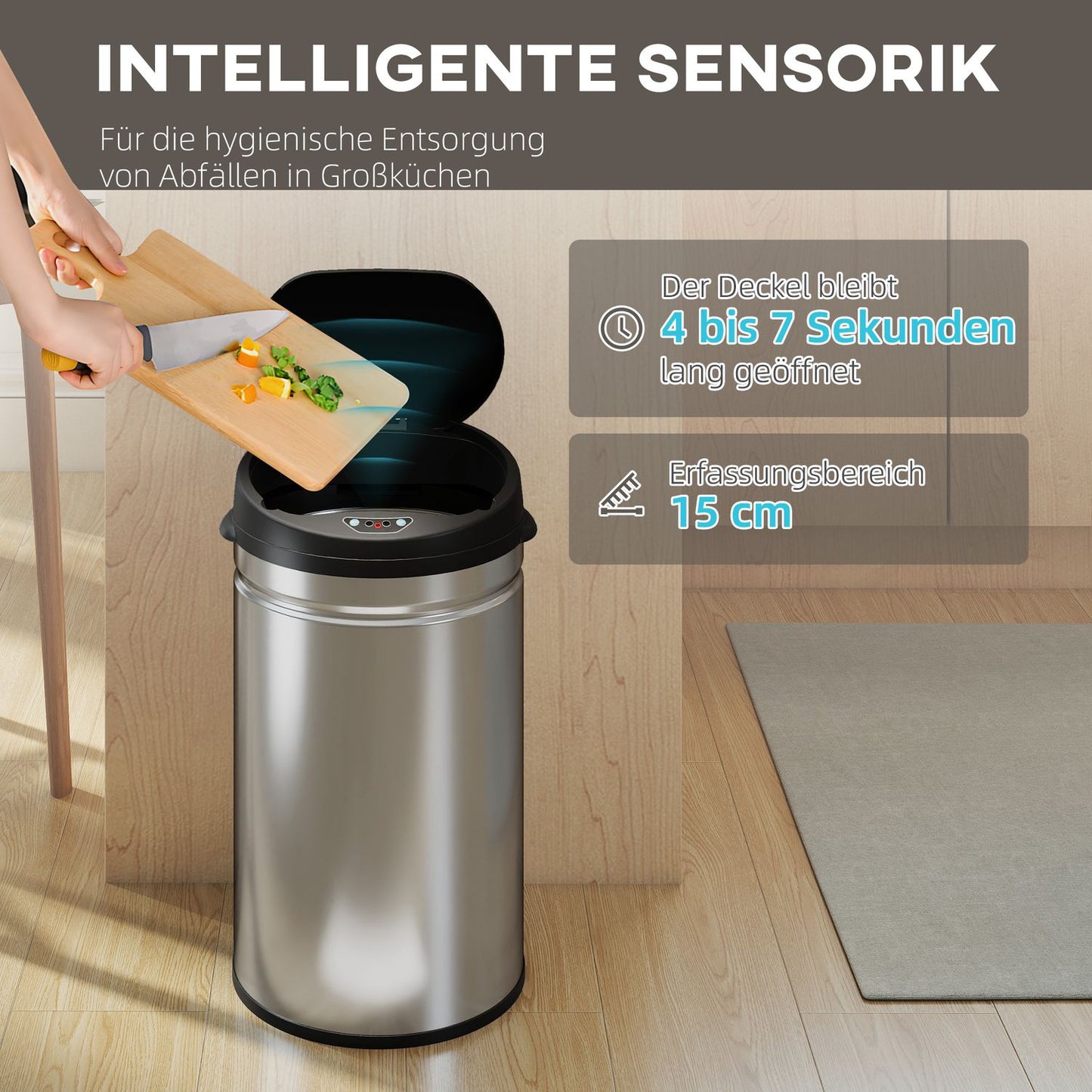 Touchless 30L Stainless Steel Sensor Trash Can