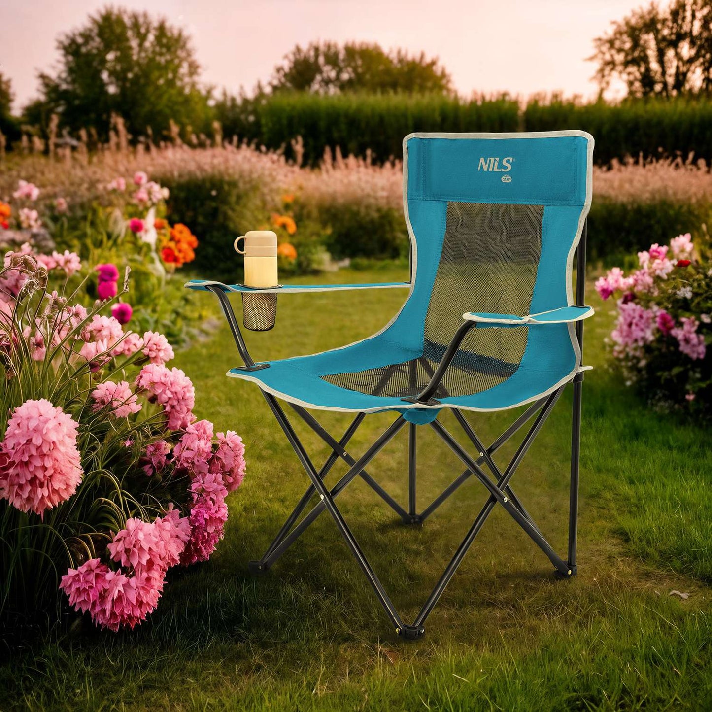 Tourist Chair, Foldable, Blue-Gray, Lightweight