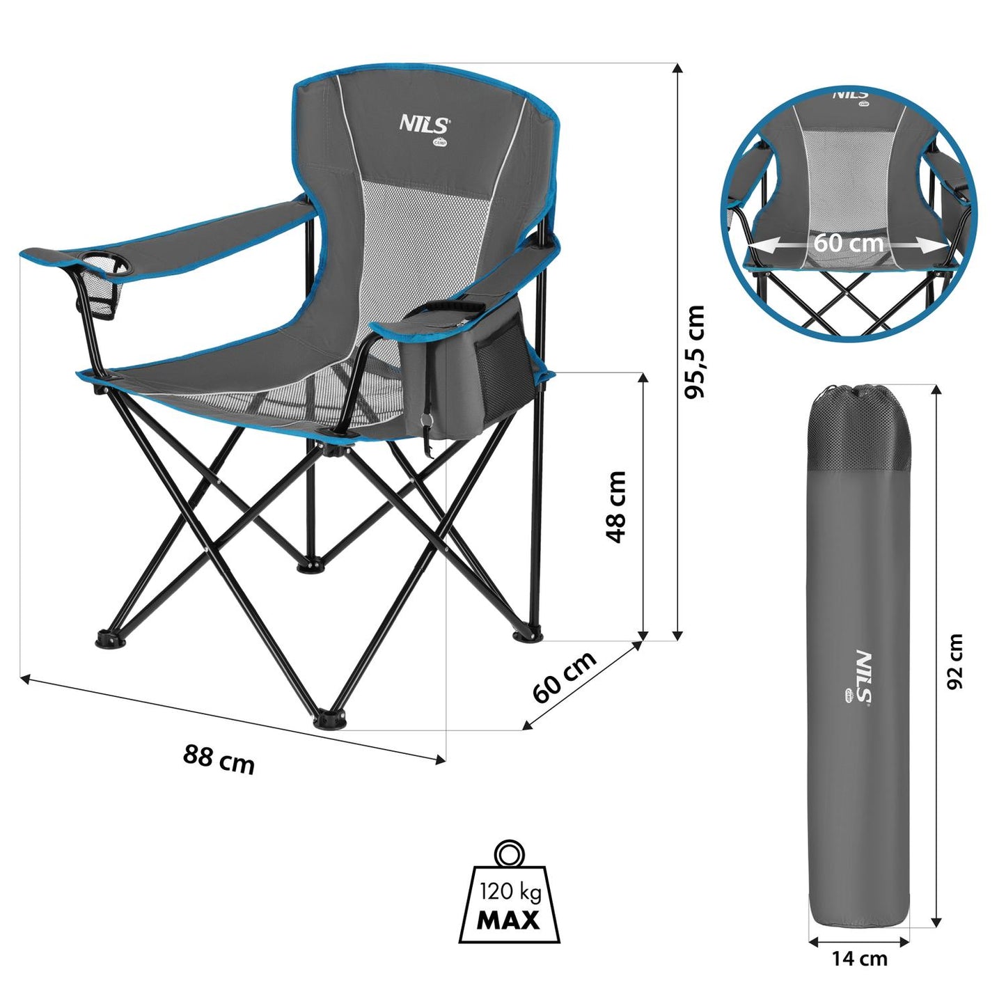 Tourist Chair, Gray, Foldable, Lightweight