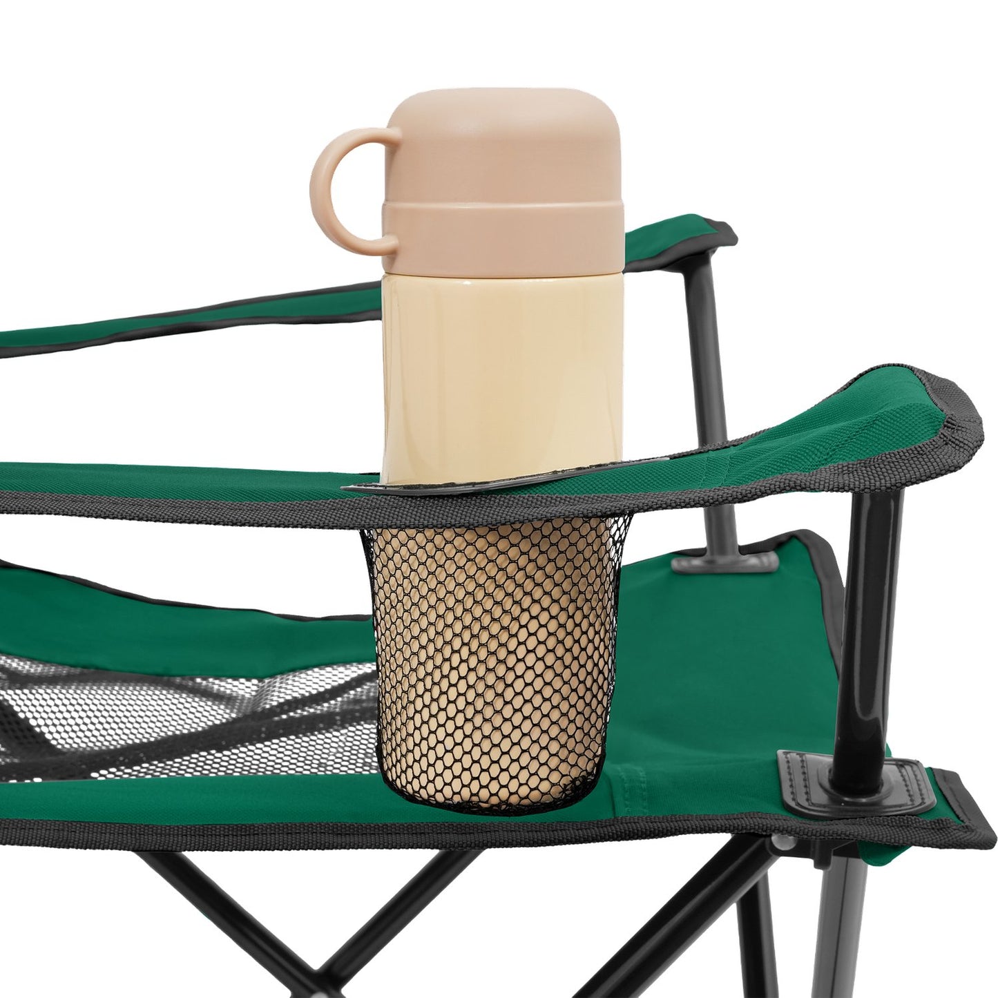 Tourist Chair, Green-Black, Foldable Camping Seat