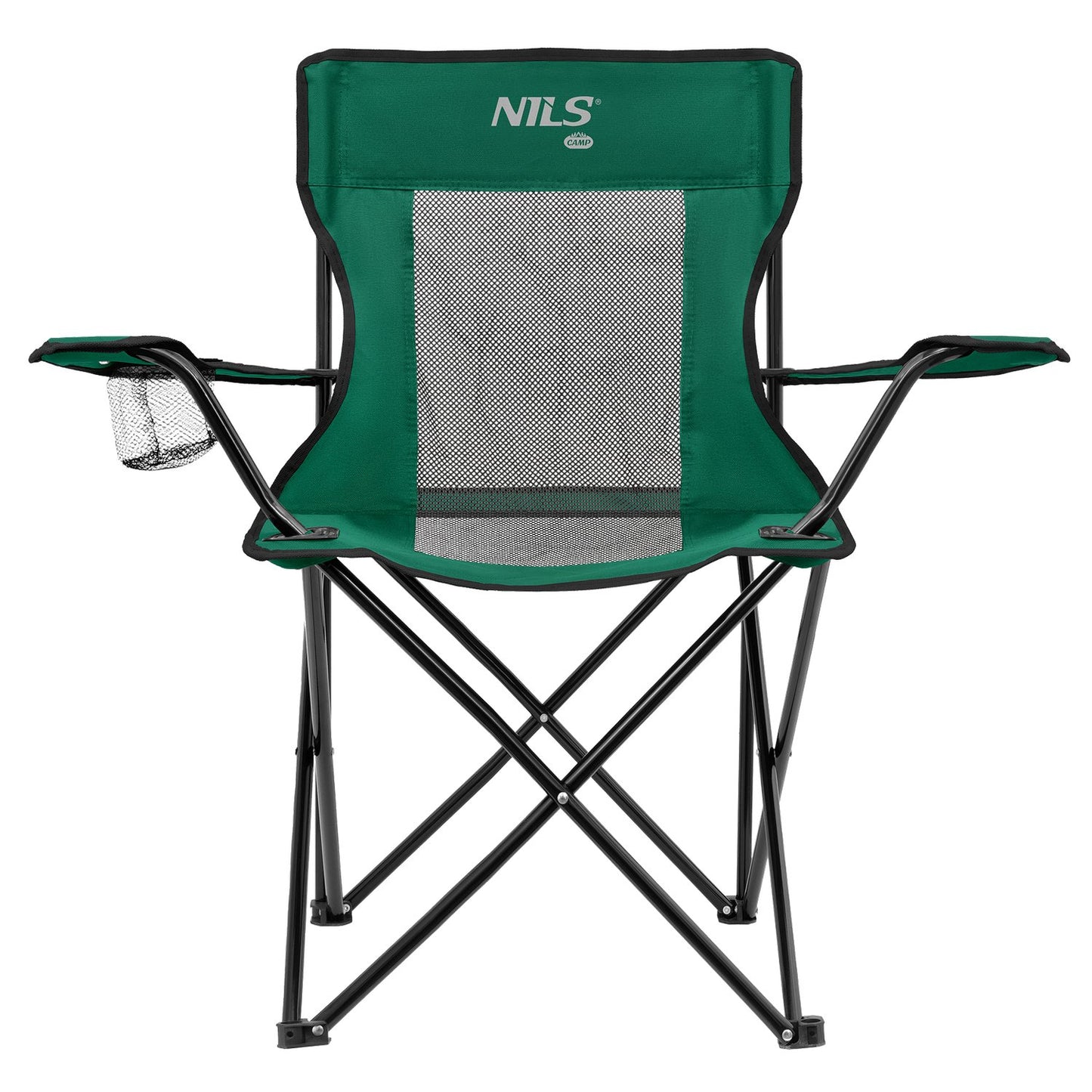 Tourist Chair, Green-Black, Foldable Camping Seat