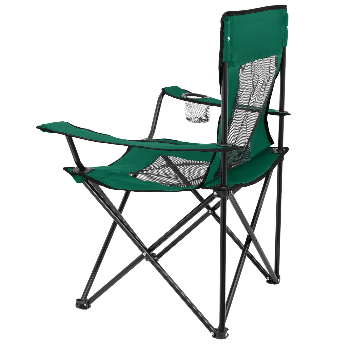 Tourist Chair, Green-Black, Foldable Camping Seat