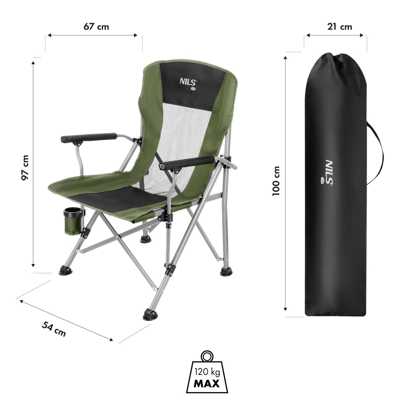 Tourist Chair, Green, Foldable, Lightweight