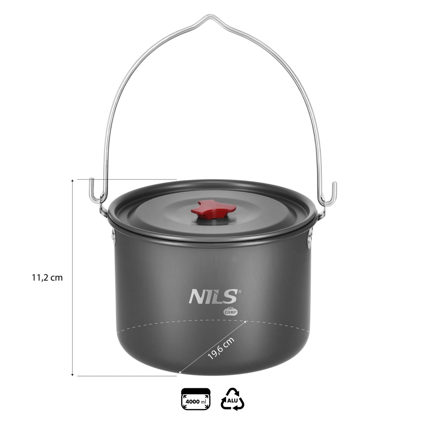 Tourist Cooking Pot with Lid, 4L Capacity