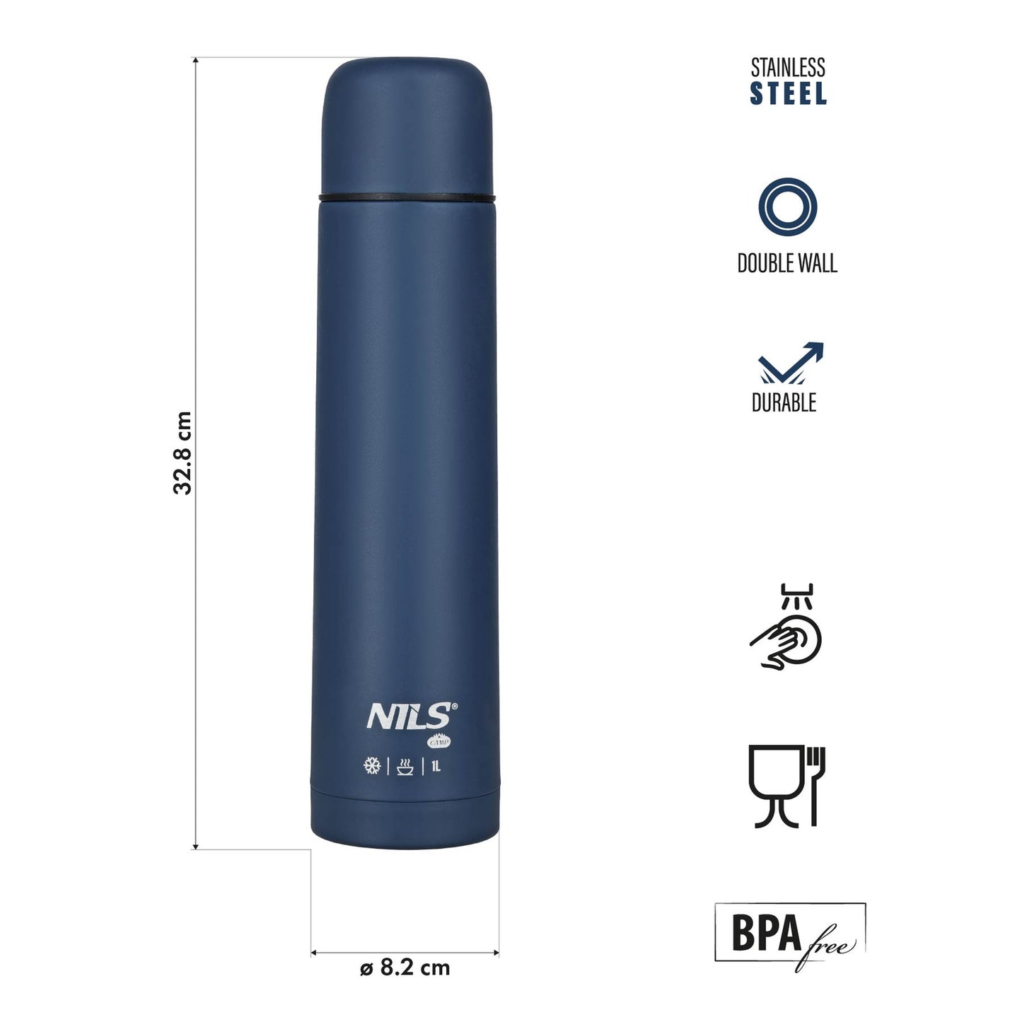 Touristic Thermos 1000ml, Blue, Insulated Flask