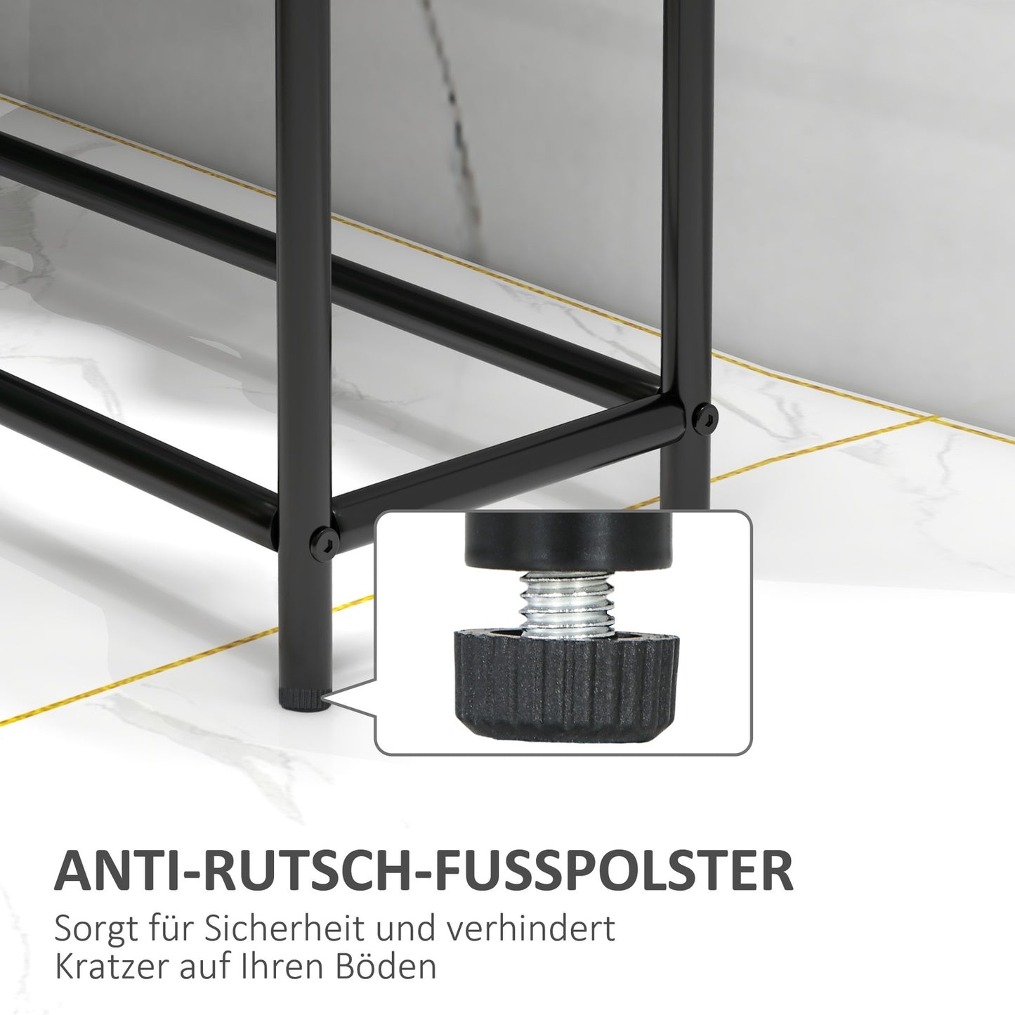 Freestanding towel rack in black metal, 2 rails, bathroom