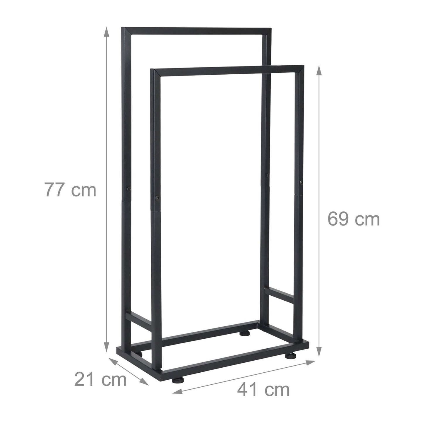 Towel Rack, Metal, 2 Rods, Freestanding