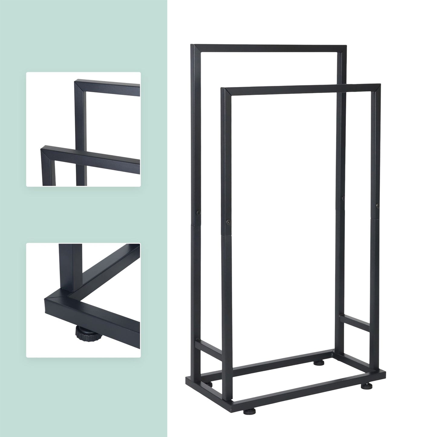 Towel Rack, Metal, 2 Rods, Freestanding