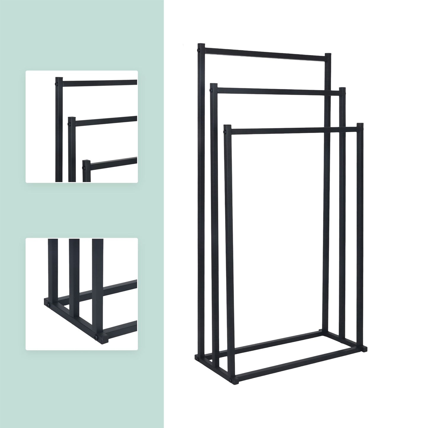 Towel Rack with 3 Metal Rods – Freestanding Design