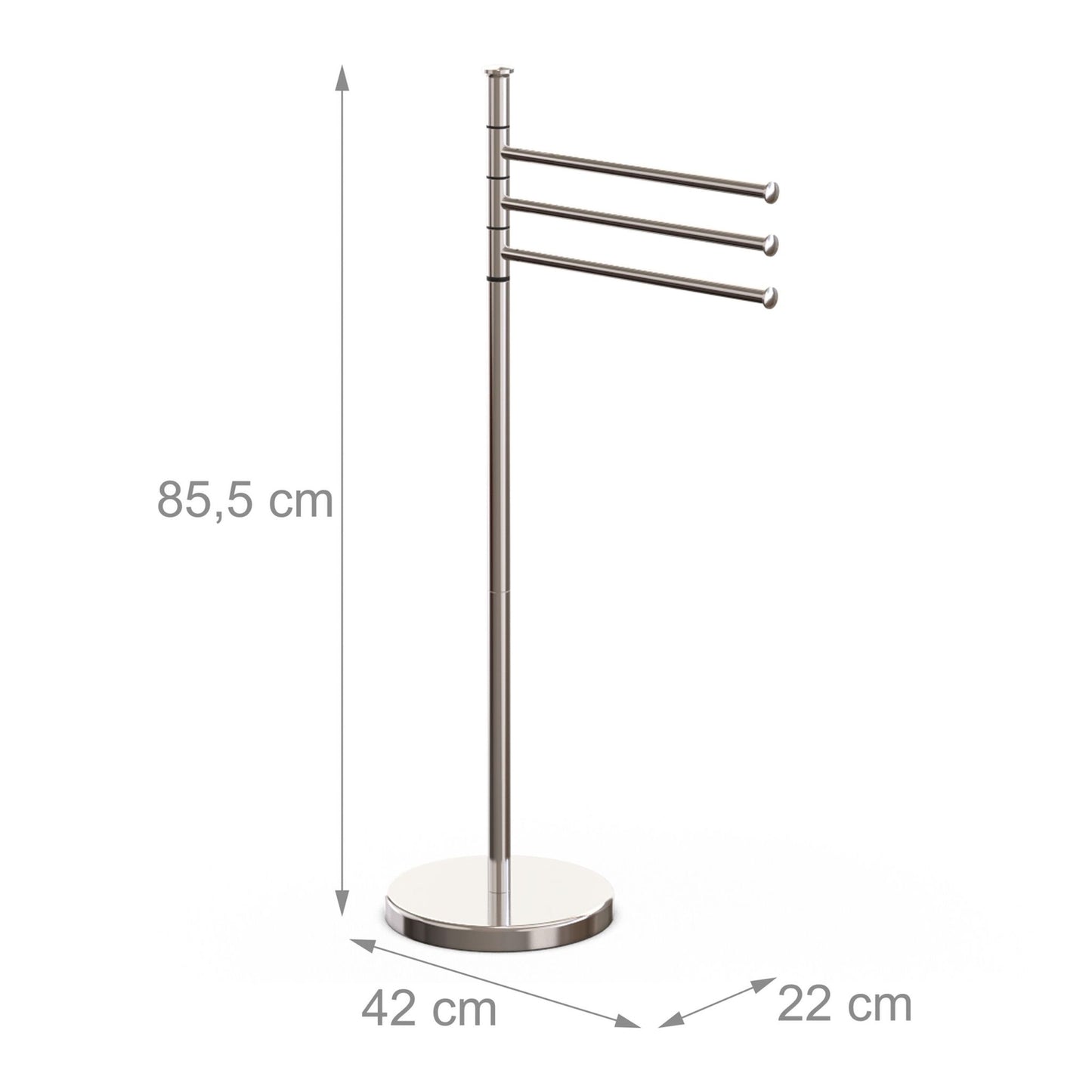 Towel Rack with 3 Swivelling Bars, Stainless Steel