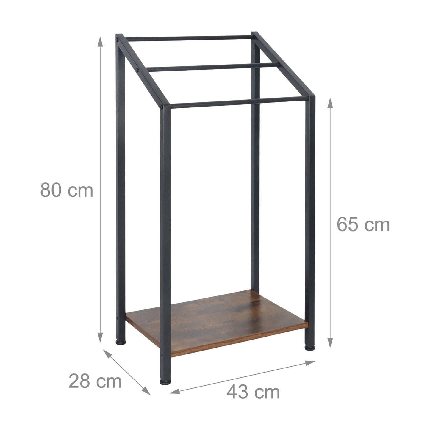 Towel Rack with Shelf – 3 Bars, Freestanding