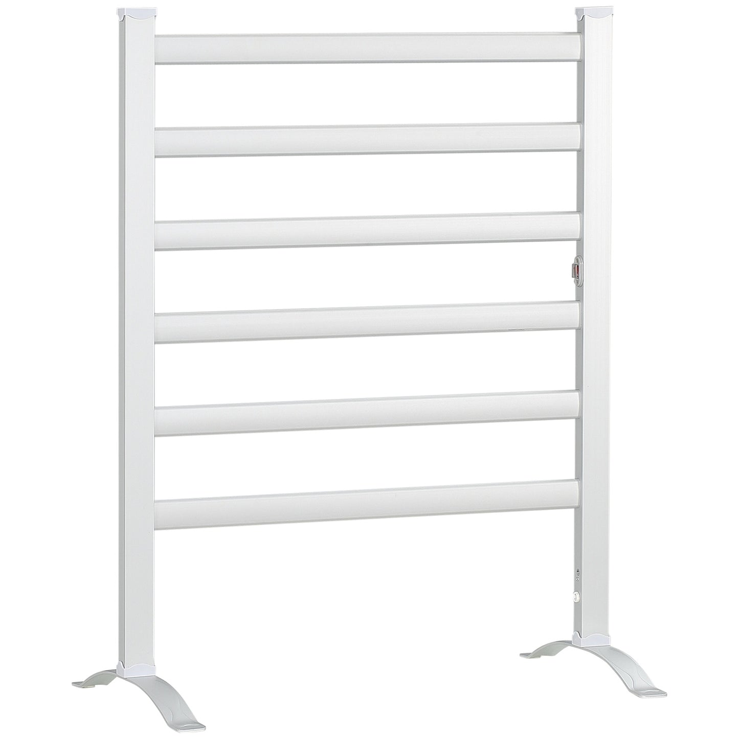 Electric towel rail, 6 rods, white aluminium, bathroom