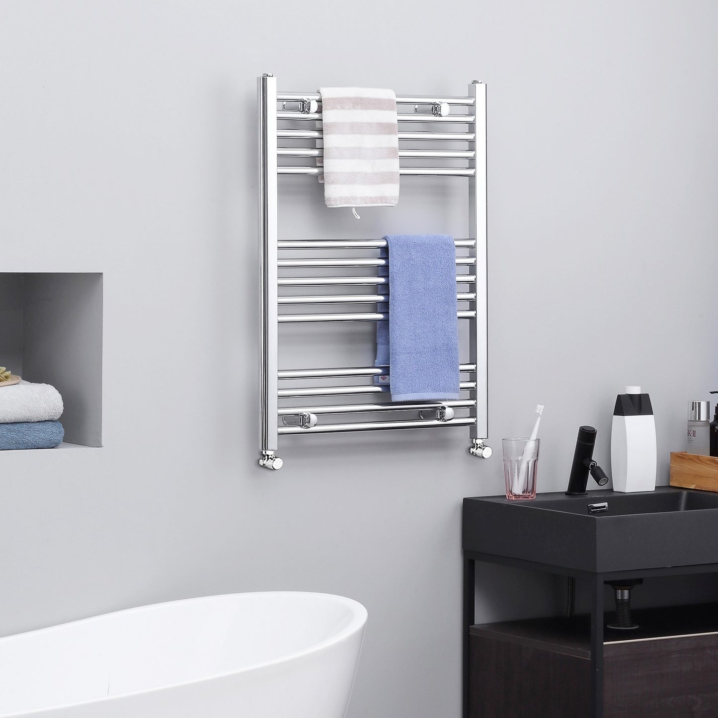 Hydronic towel cooler, 14 rods carbon steel, 600x800 mm