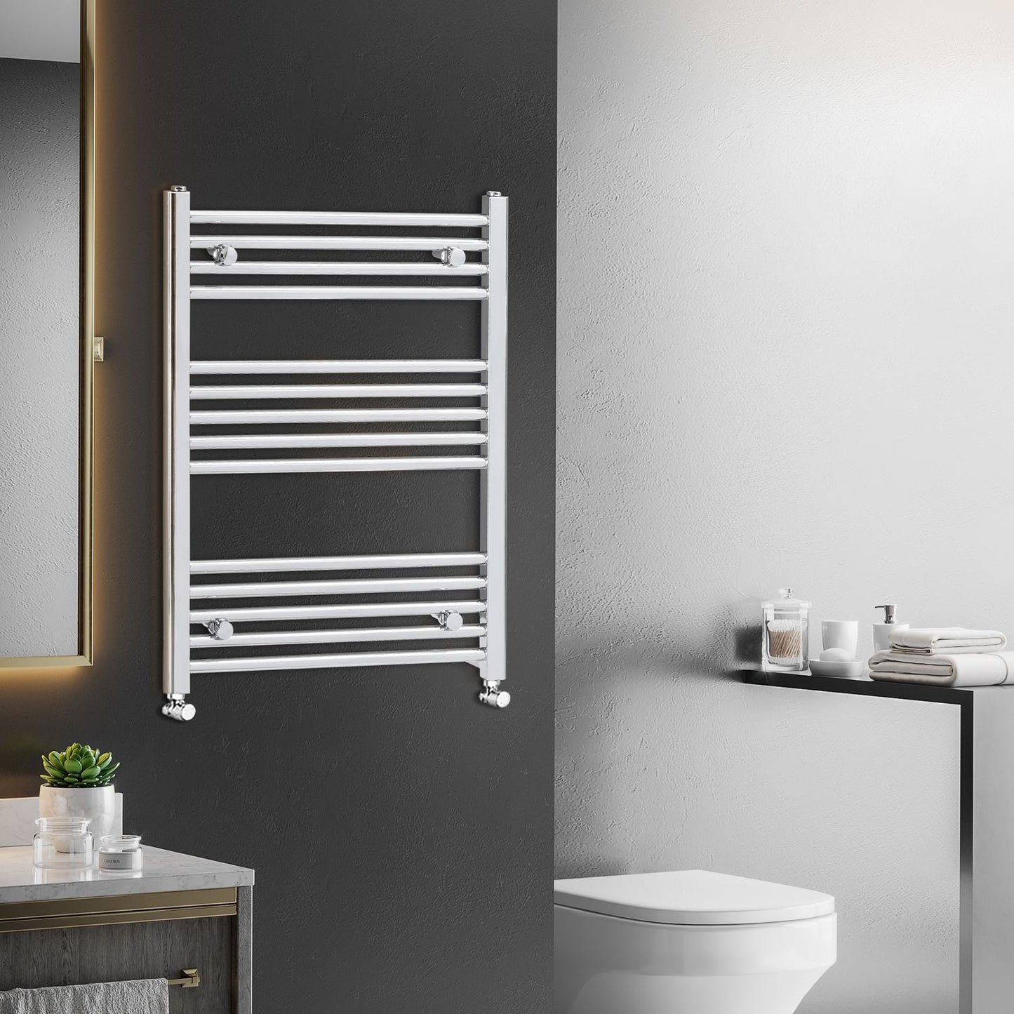 Hydronic towel cooler, 14 rods carbon steel, 600x800 mm