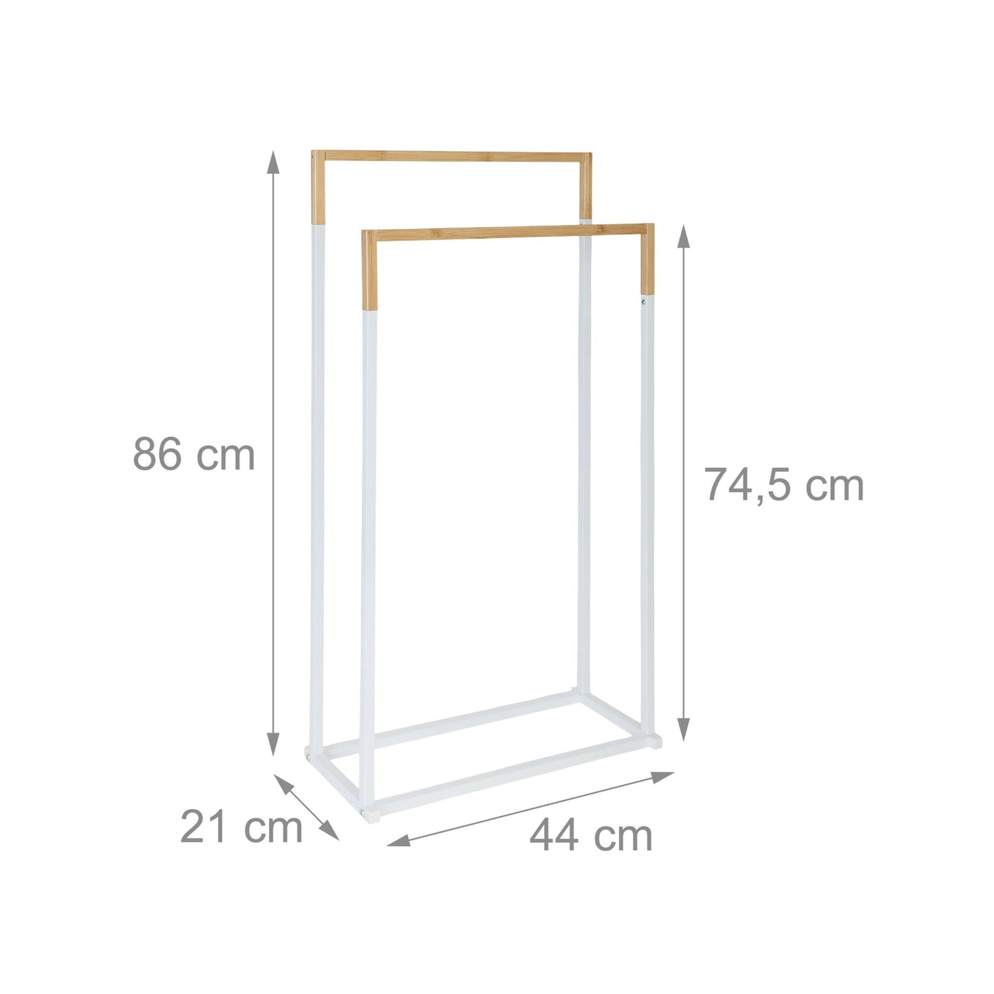 Towel Stand with 2 Bars – Metal & Bamboo