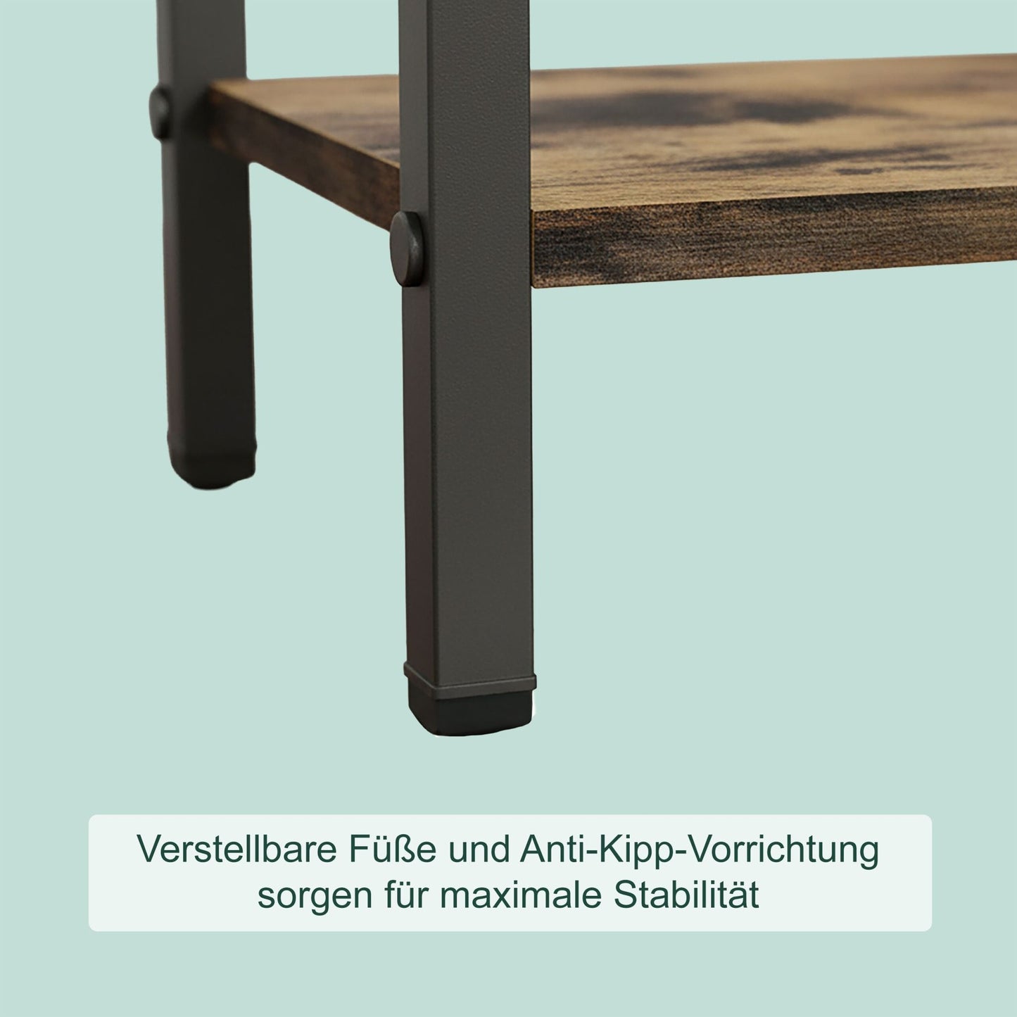 Towel Stand with Shelf – Metal Frame, Wood-Effect Finish