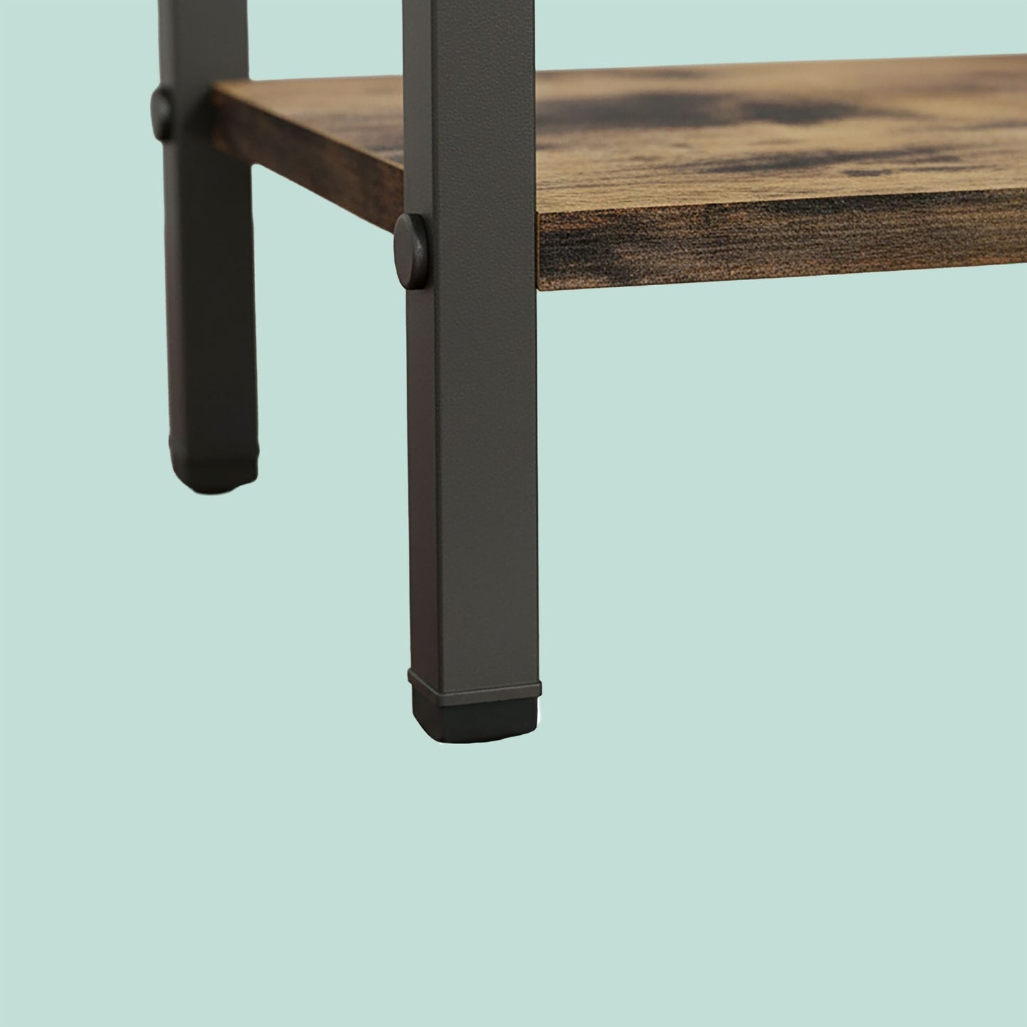 Towel Stand with Shelf – Metal Frame, Wood-Effect Finish