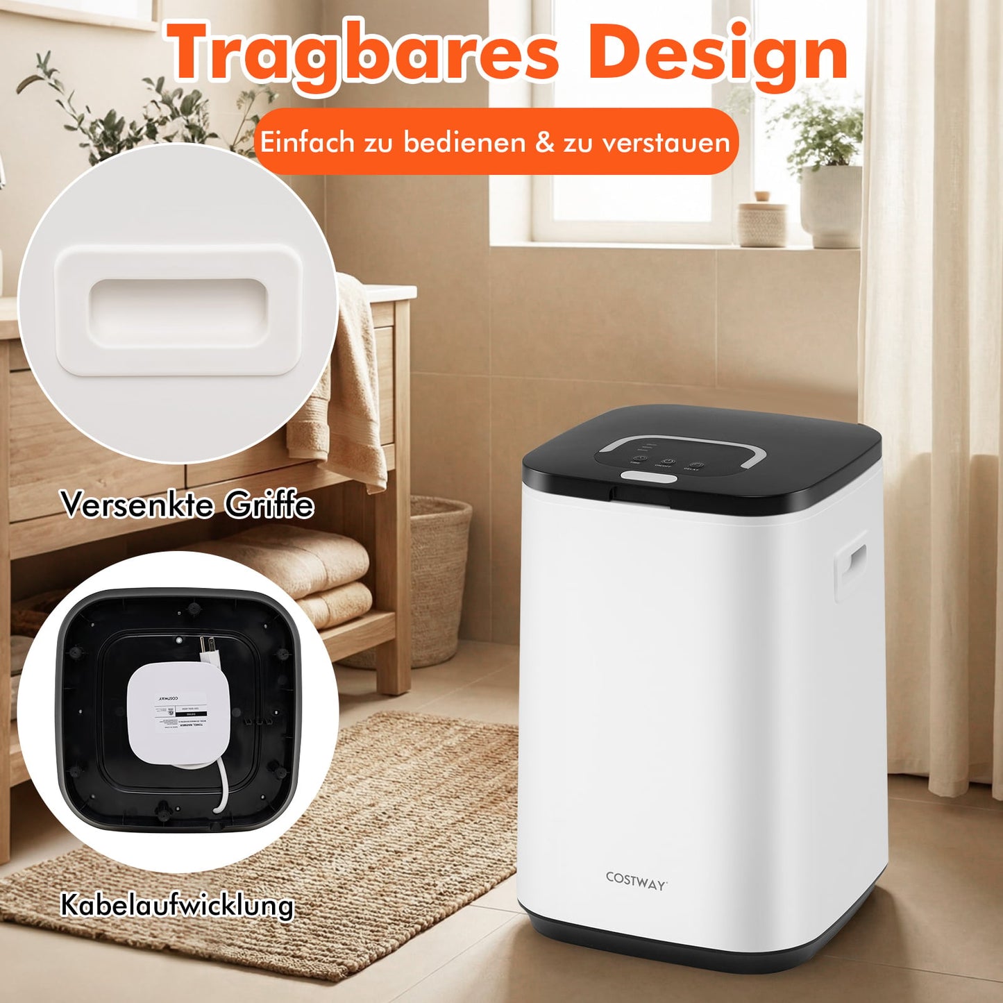 Towel Warmer 23L with Timer and LED Display, White