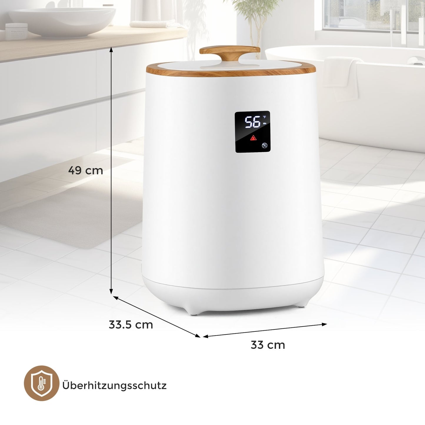 Towel Warmer with LED Display, 18L Capacity, White