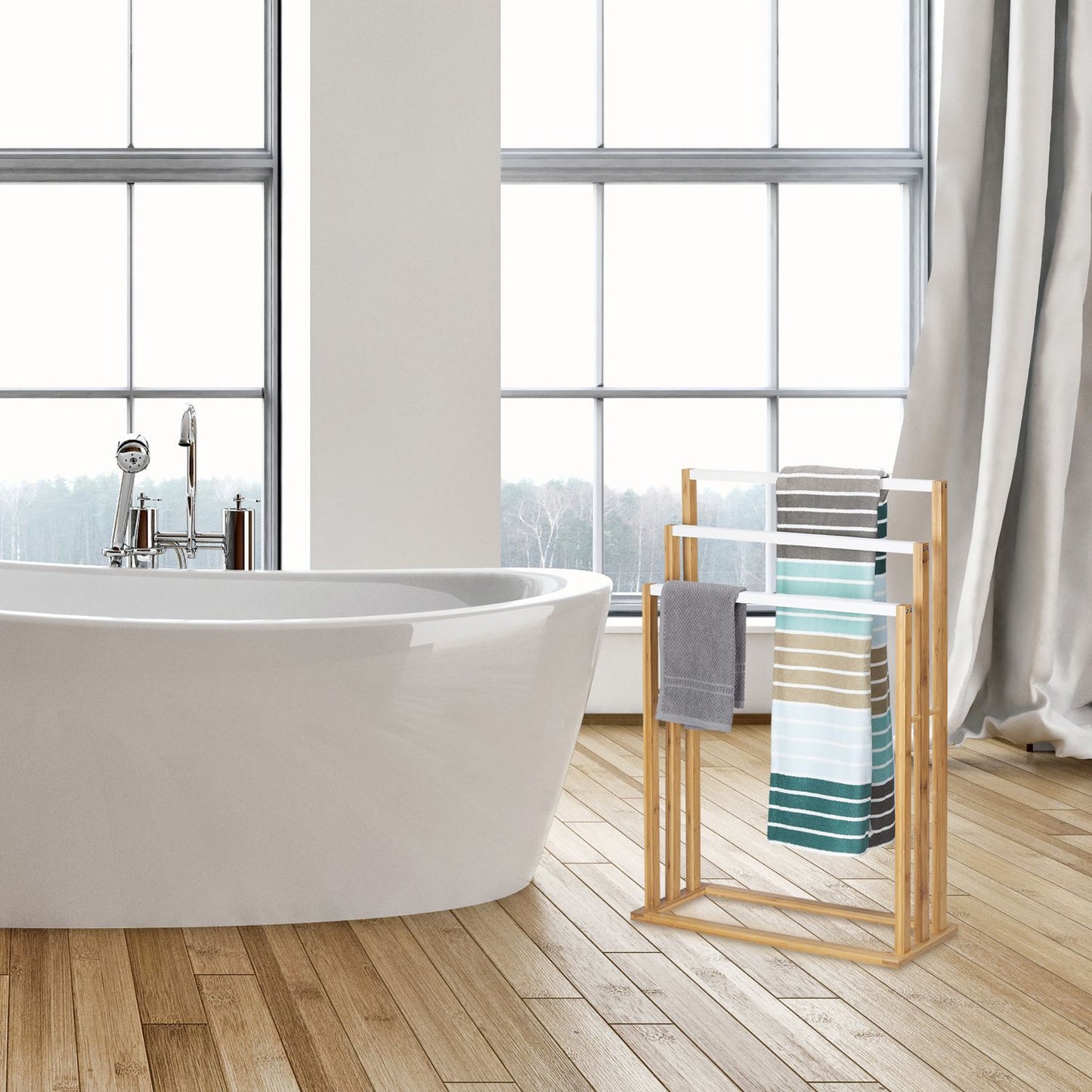 Towel hanger bamboo 3 bars