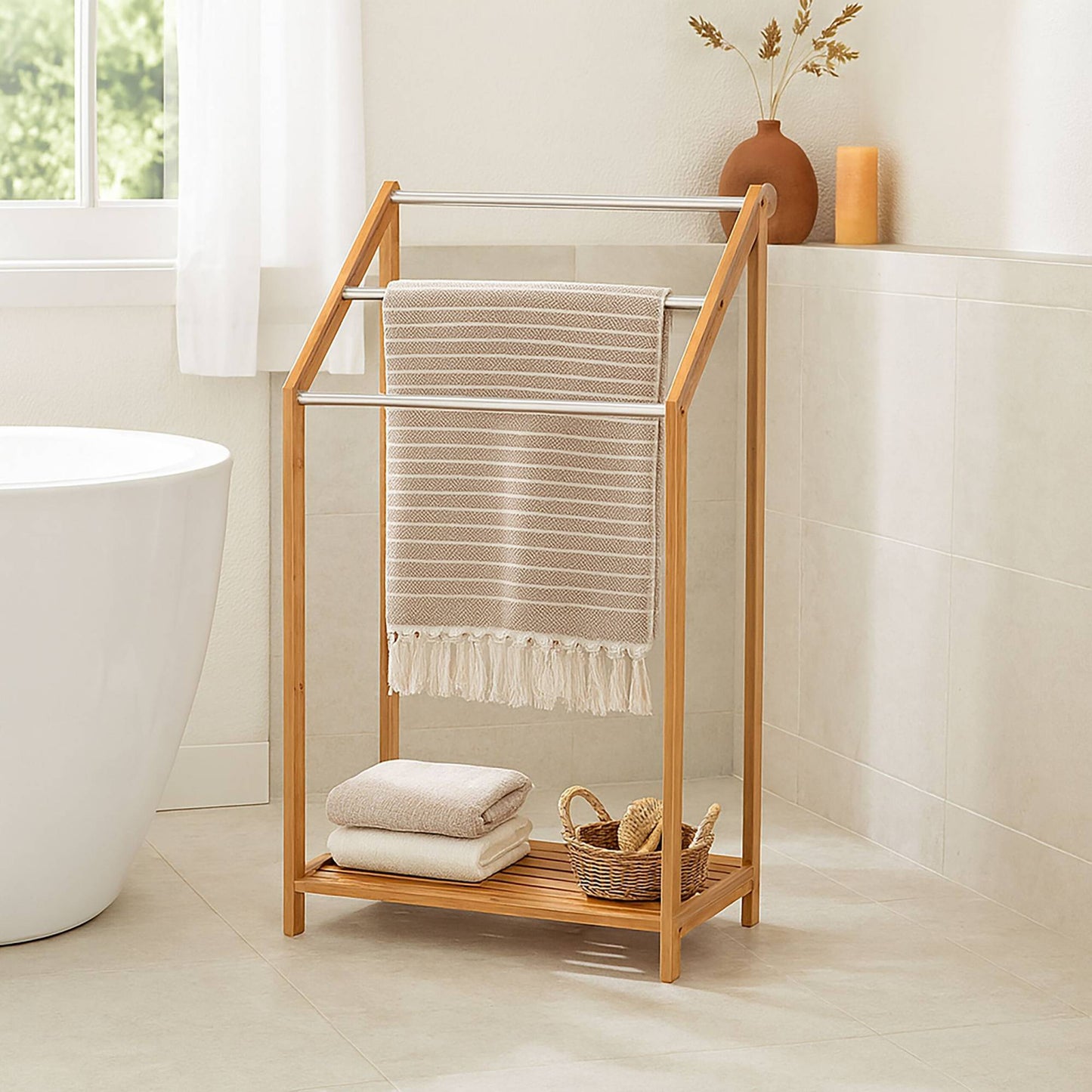 Towel hanger bamboo 3 bars