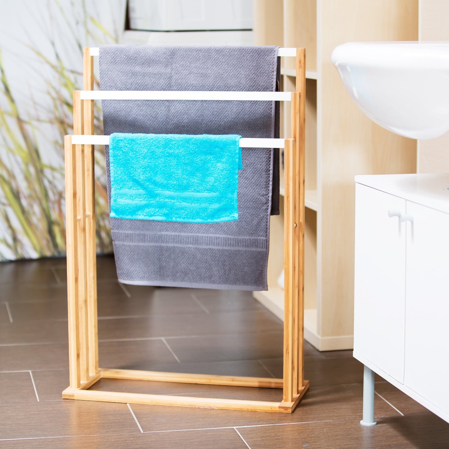 Towel hanger bamboo 3 bars